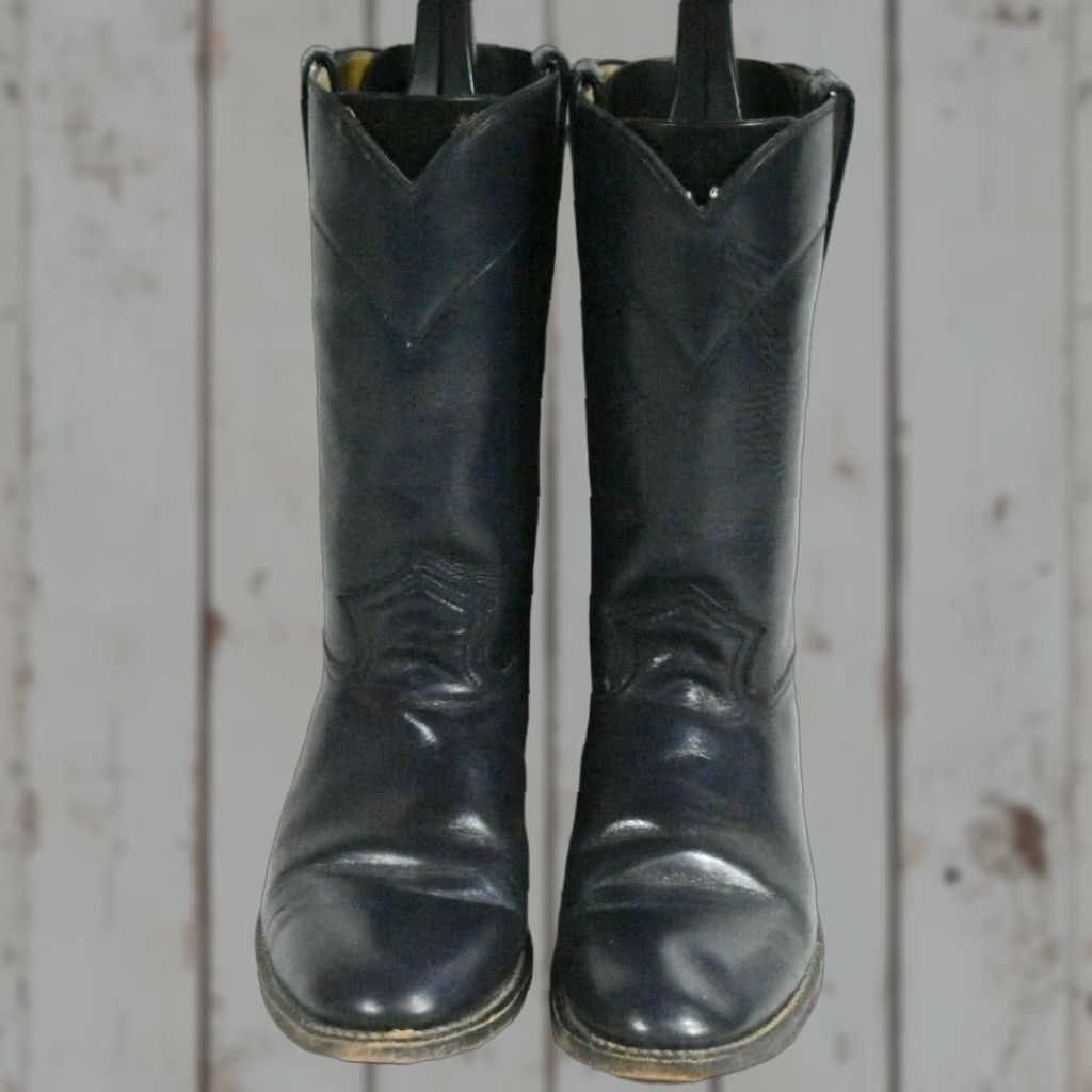Roper VINTAGE Mahan's Amigo Womens 5.5 USA MEX Dark Navy Blue Round Toe Roper Classic Cowboy Boots Size US 6 / IT 36 - 1 Thumbnail