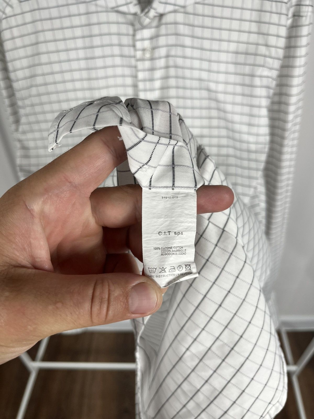Armani Collezioni Armani Collezioni Luxury Shirt 39/15.5 Grid Check Cotton Size US M / EU 48-50 / 2 - 7 Thumbnail