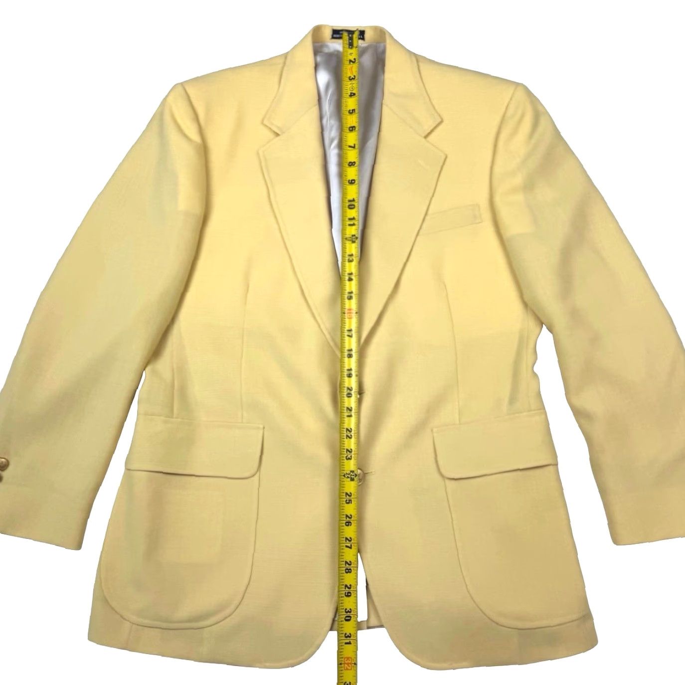 Stafford Stafford Men's Blazer 40R Yellow Polyester Blend Gold Button 2-Button Size 40R - 6 Thumbnail