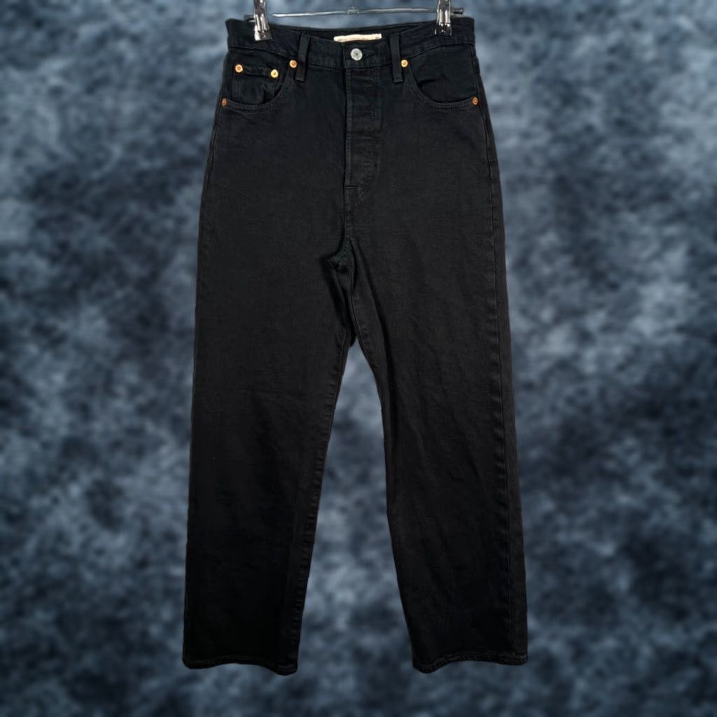 Levi's Levi's Womens Jeans Black 26 x 27 Ribcage High Rise Ankle 5-Pocket Denim Shirt/Jeans Size 26" / US 2 / IT 38 - 1 Thumbnail