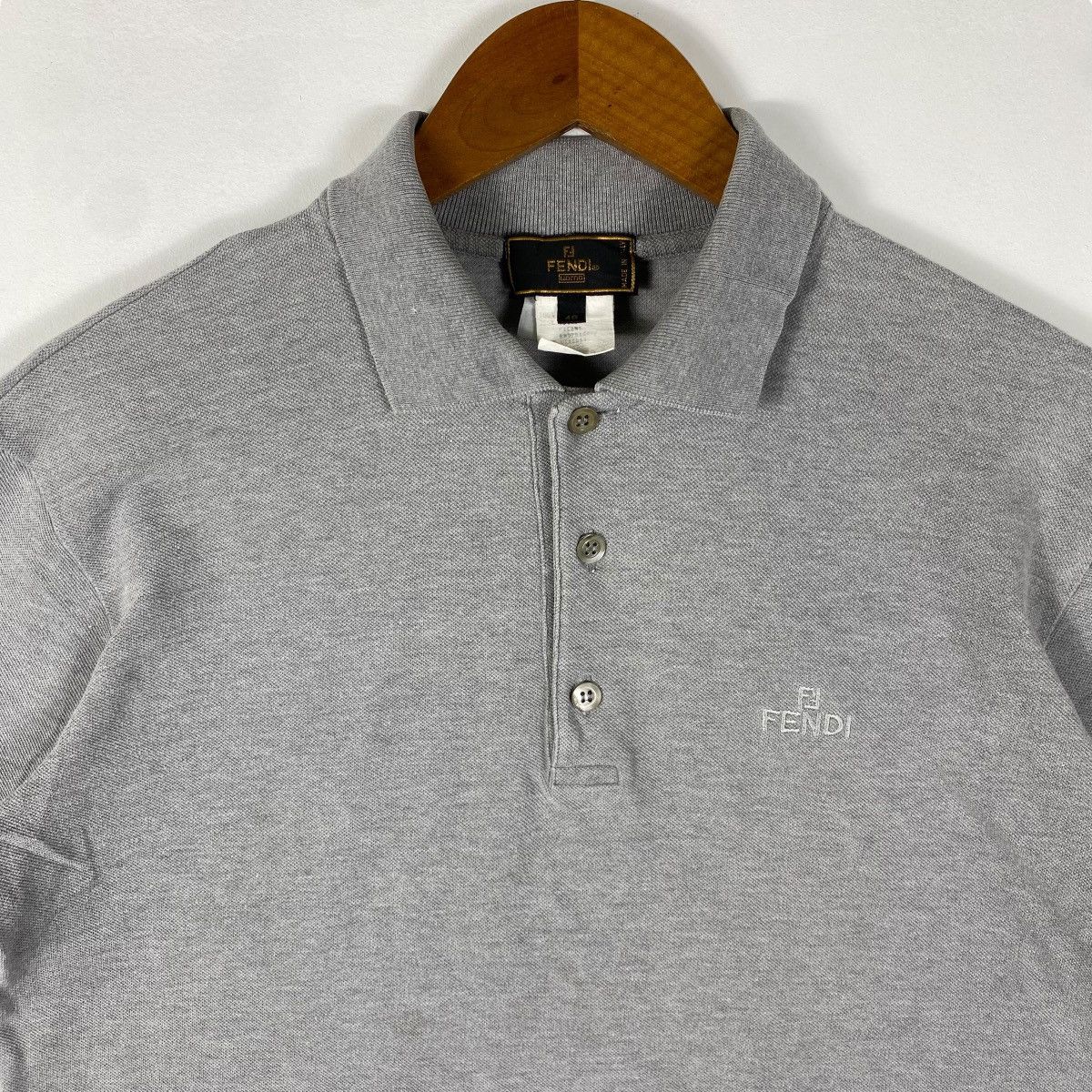 Fendi × Vintage Vintage 90's FENDI Small Embroidery Logo Polo Shirt Size 46 Size US M / EU 48-50 / 2 - 2 Thumbnail