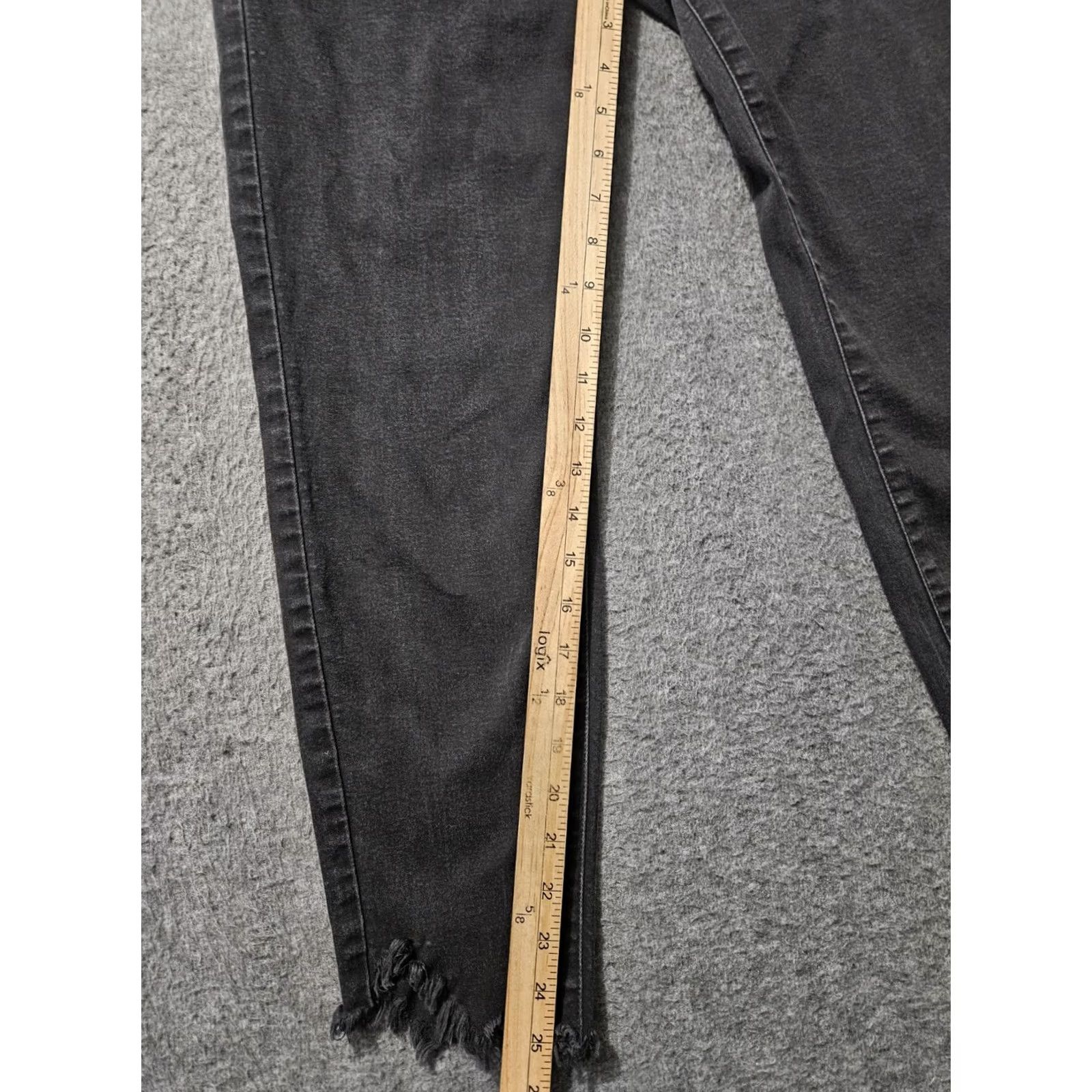 Vintage Kancan Skinny Crop Jeans Women's 13/30 Black Mid Rise Stretch Frayed Hem Preppy City Denim Jeans Womens Size 34" / US 12 / IT 48 - 5 Thumbnail