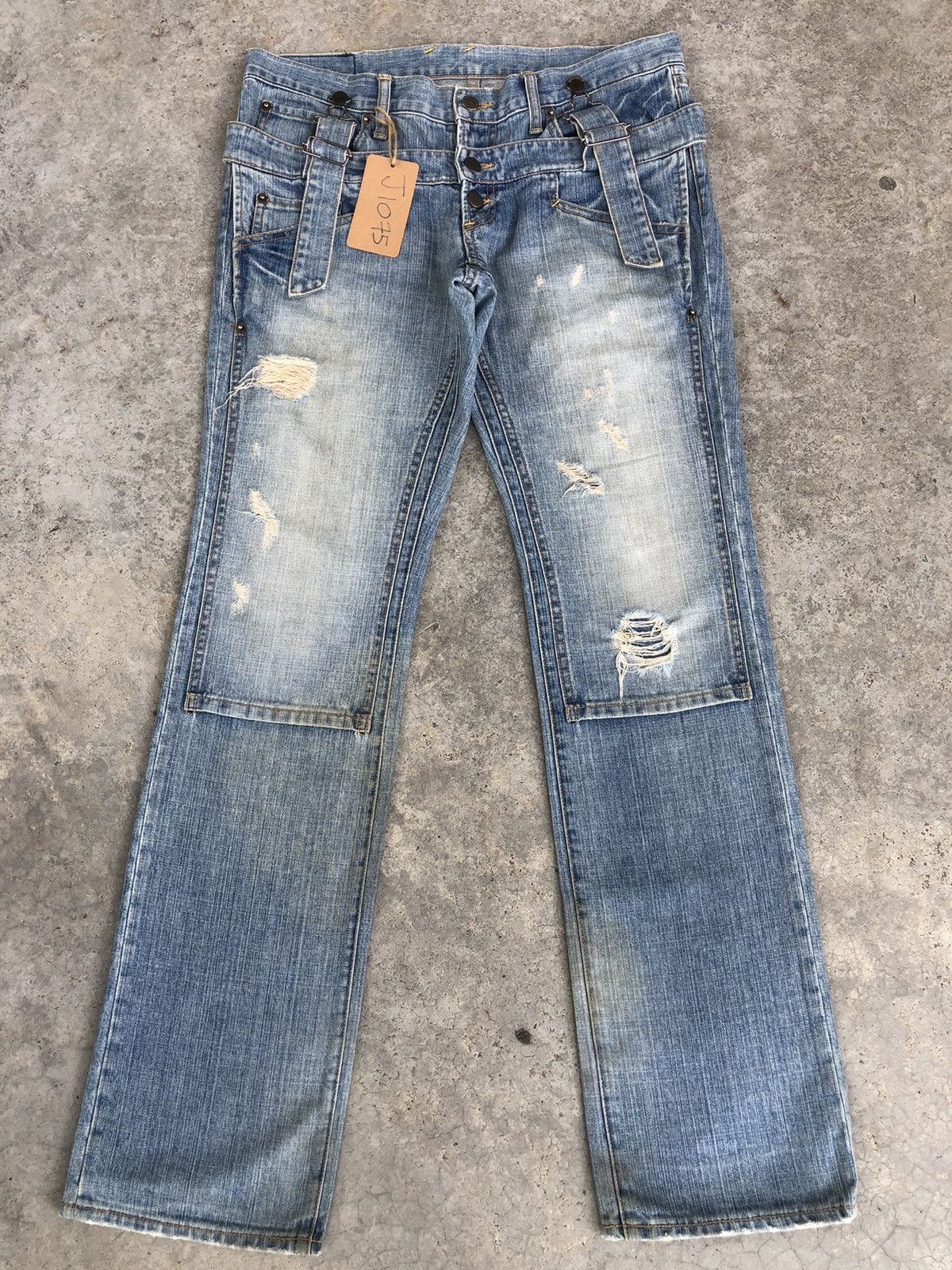 PPFM Japanese PPFM Double Waist Distressed Jeans Size US 33 - 1 Thumbnail