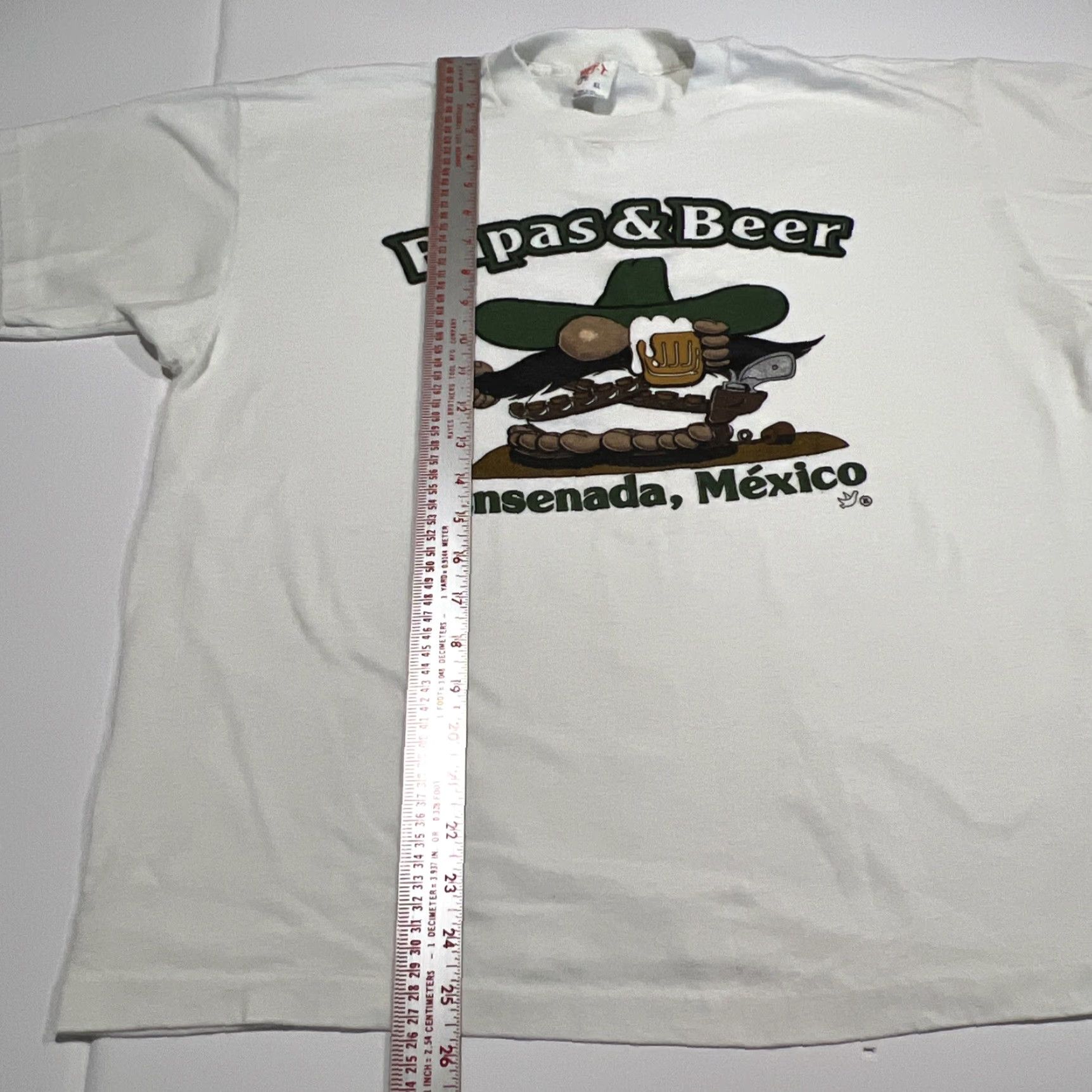 Vintage VINTAGE Papas & Beer Esenada Mexico Shirt XL White 1990s Single Stitch Graphic Tee Mens Womens Hanes TeeJoys Brand Tee Joys Size US XL / EU 56 / 4 - 7 Thumbnail