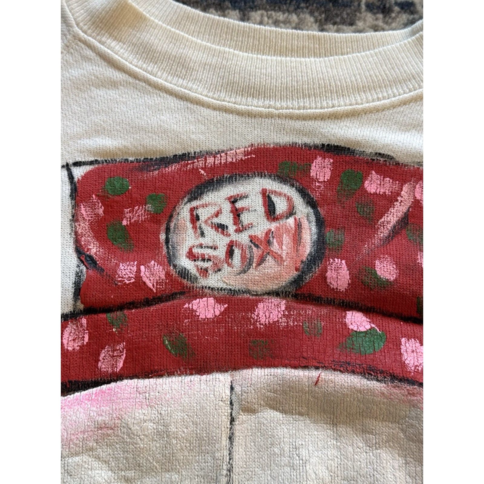 Hanes VINTAGE Hanes Sweatshirt Crew Neck XL Men 80s Clown Red Sox Hand Painted Graphic Print White 24x26 Size US XL / EU 56 / 4 - 3 Thumbnail