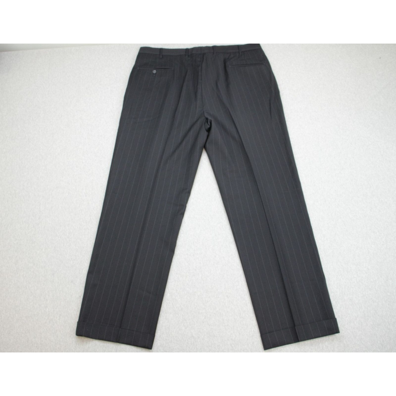 Jos. A. Bank Jos A Bank Suit Mens 48L Black Pinstripe 100% Wool Pants Size 48L - 14 Thumbnail
