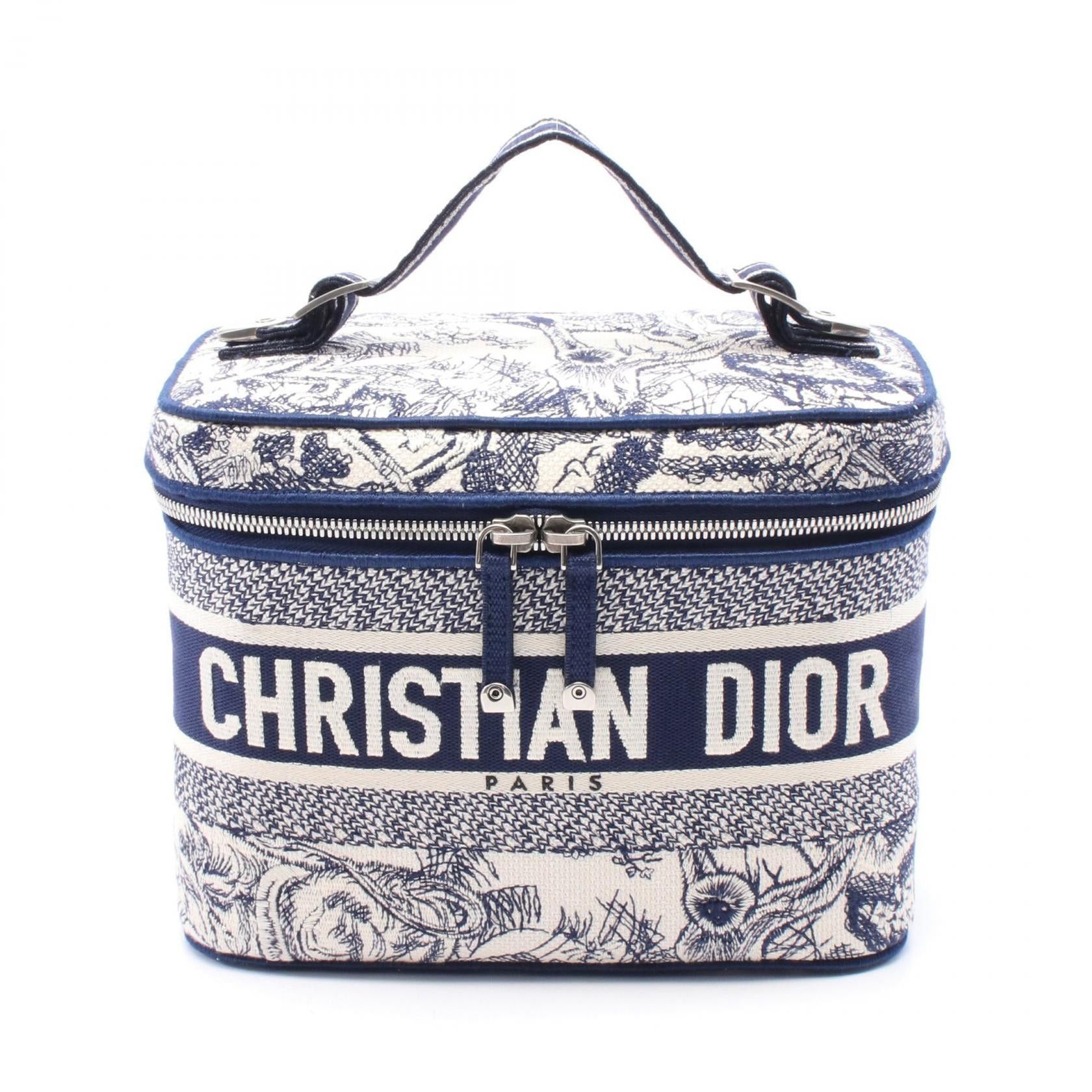 Dior Dior Travel Vanity Handbag Canvas Navy Off White Size ONE SIZE - 1 Thumbnail