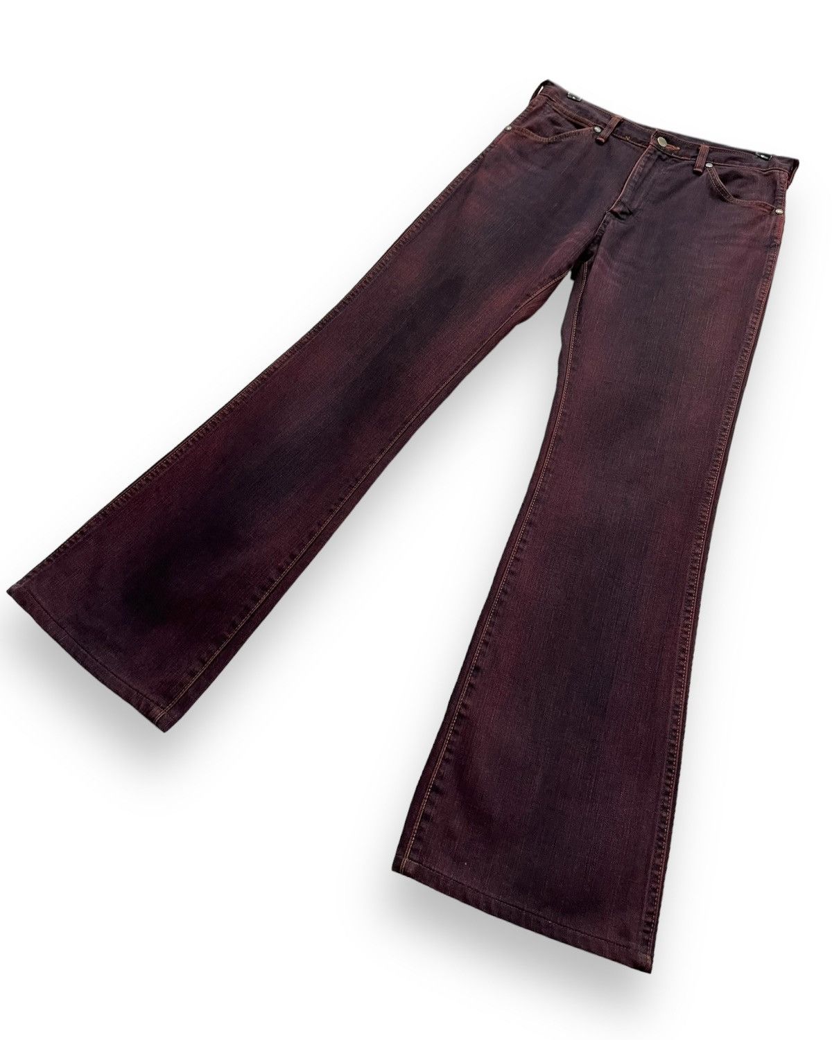 Wrangler 🔥VERY RARE🔥Vintage WRANGLER Smoke Maroon Flare Denim Size US 30 / EU 46 - 3 Thumbnail