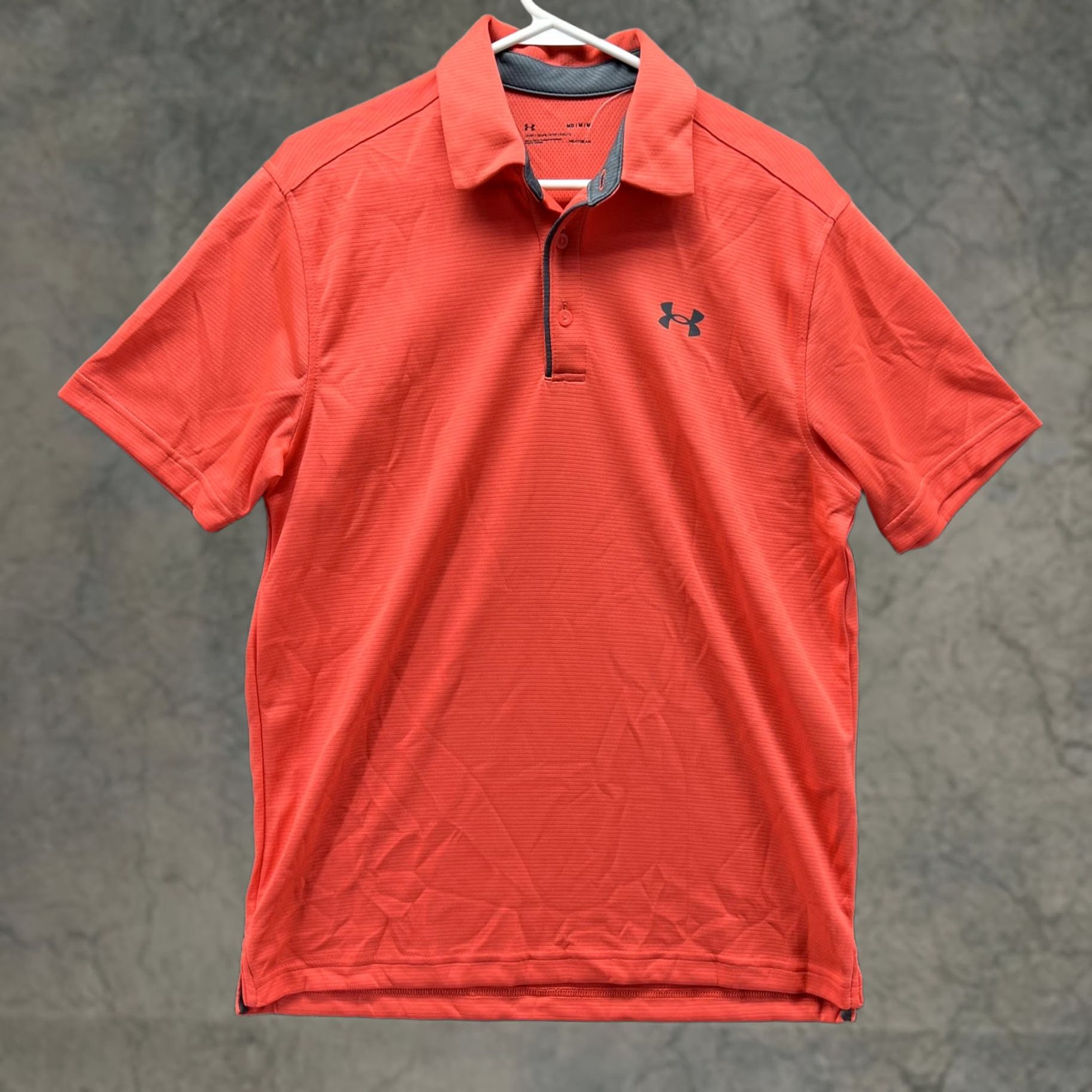 Under Armour Under Armour HeatGear Polo Shirt Mens Medium Orange Solid Golf Performance Size US M / EU 48-50 / 2 - 1 Thumbnail