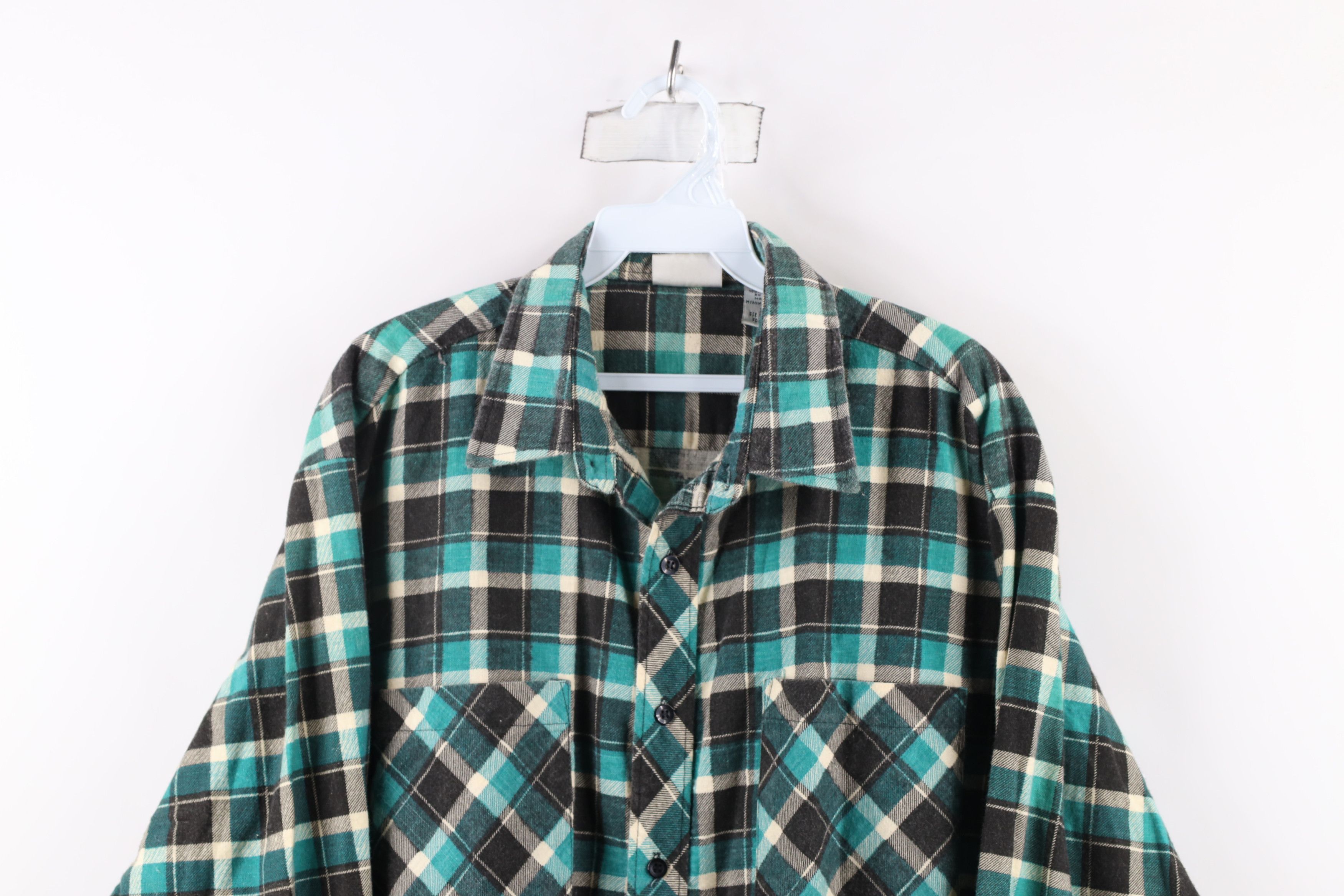 Vintage Vintage 90s Streetwear Collared Flannel Button Shirt Plaid Size US XL / EU 56 / 4 - 2 Thumbnail