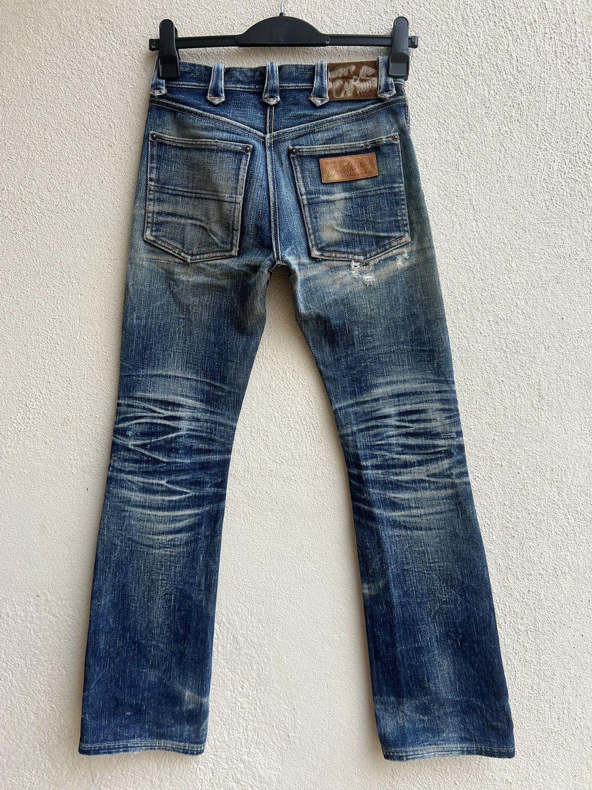 Freewheelers Trashed West Ride Japan Thick Denim Bootcut Jeans Size US 28 / EU 44 - 15 Thumbnail
