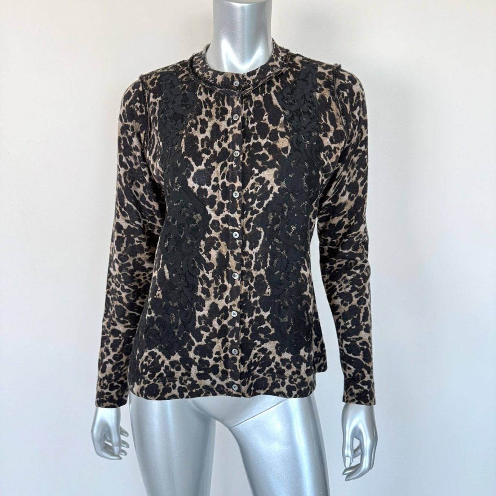 Elie Tahari Elie Tahari leopard print wool cardigan size L Size L / US 10 / IT 46 - 1 Thumbnail