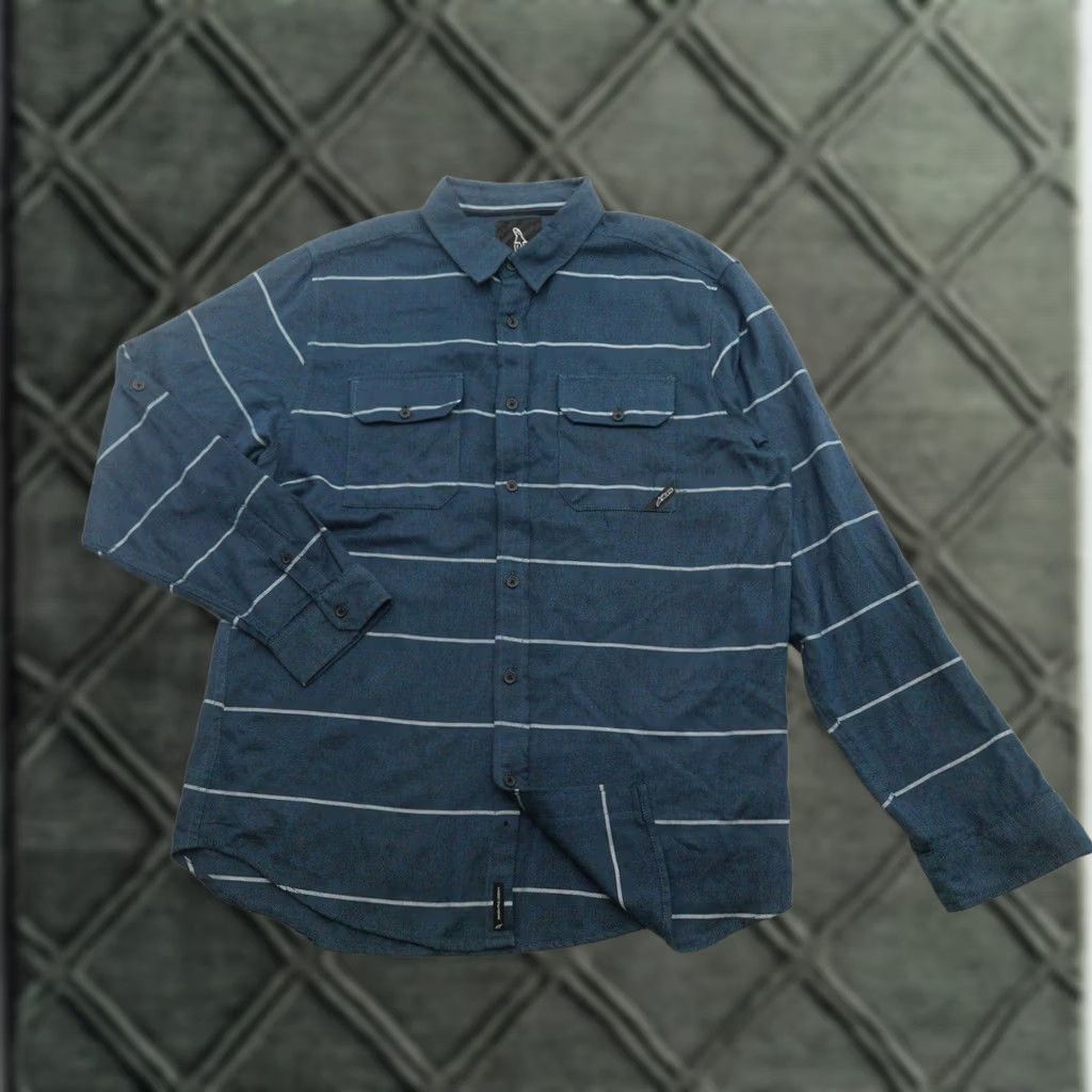 Alpinestars Mens Alpine Stars Long Sleeve Button Up Shirt SIZE XL Striped in Blue 23x31 Size US XL / EU 56 / 4 - 1 Thumbnail