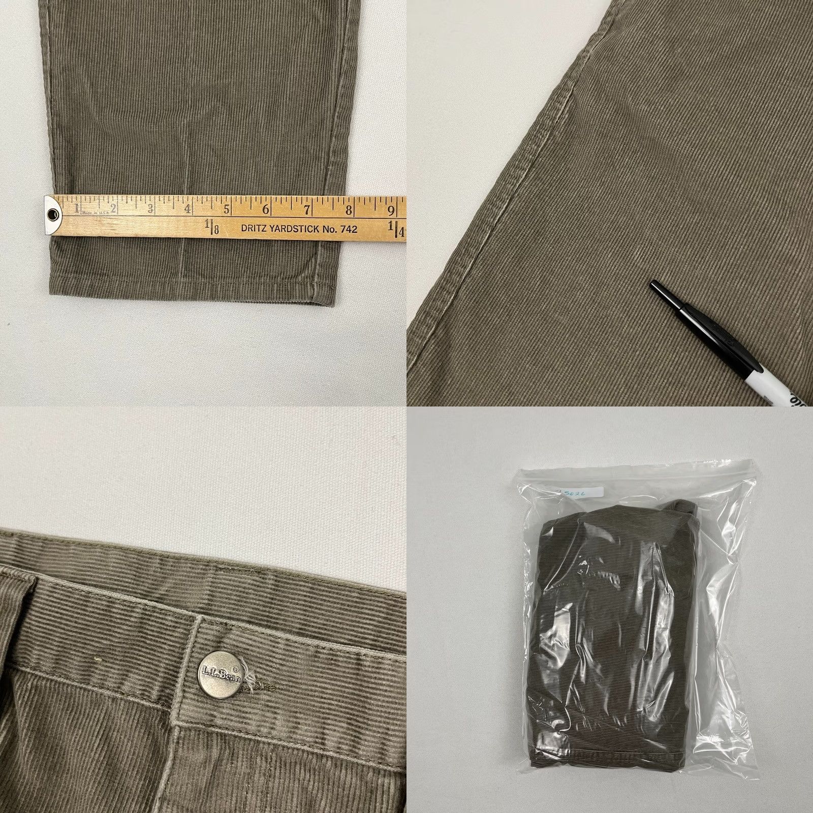Vintage LL Bean Pants Mens 34 x 28 Slim Straight Gray Corduroy Cotton Hiking Casual Prep Size US 34 / EU 50 - 8 Thumbnail