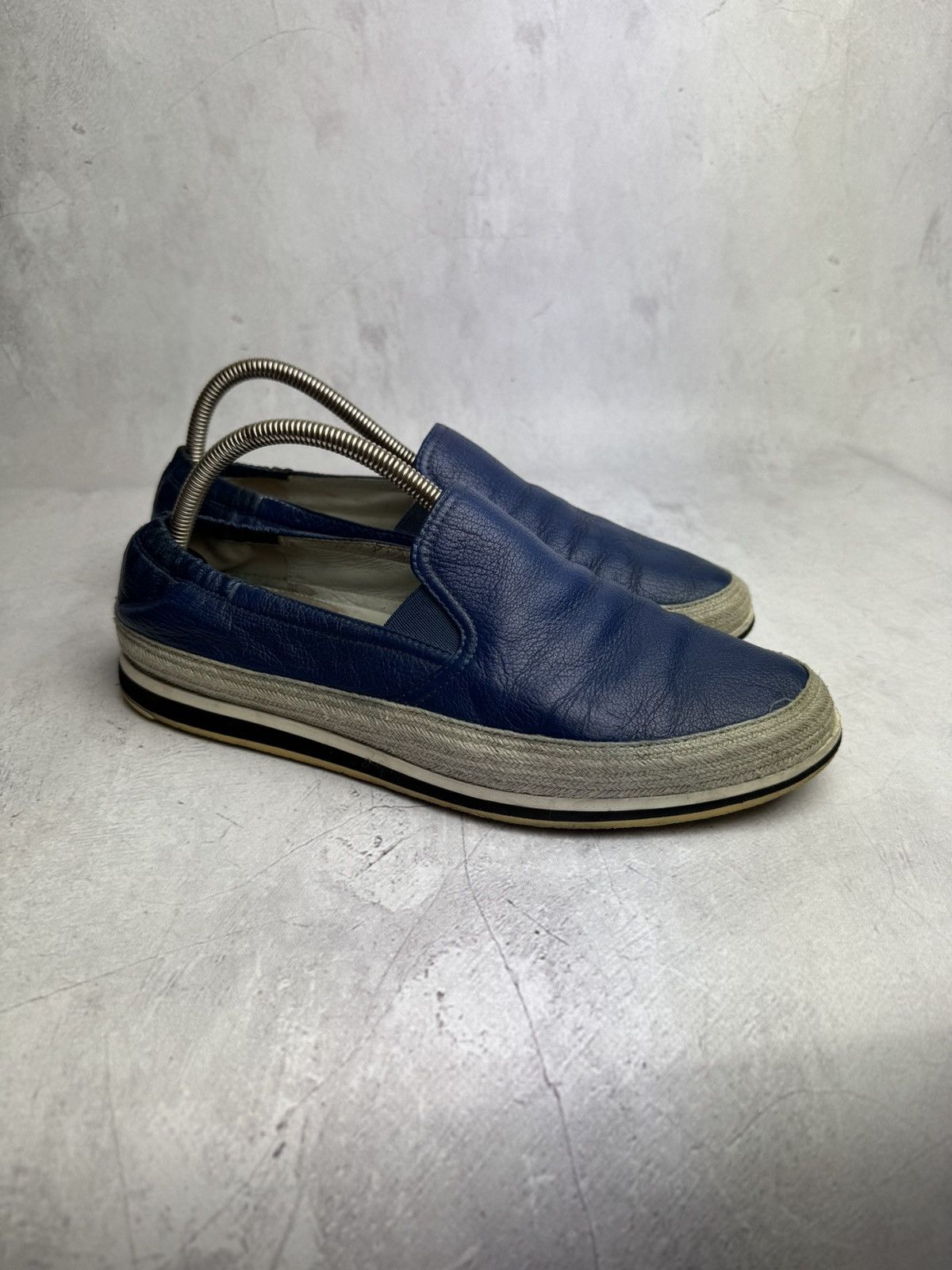 Prada × Vintage Prada Slip On Espadrille Loafers Blue Leather Men’s Size US 9 / EU 42 - 5 Thumbnail