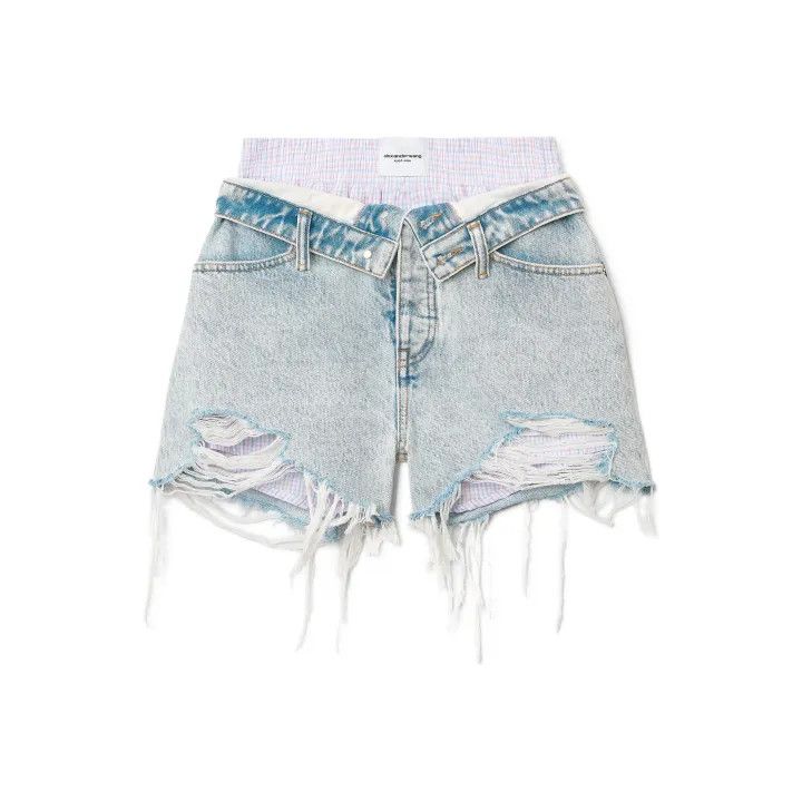 Alexander Wang Alexander Wang SS22 Distressed Denim Shorts for Women 0079 Size 24" / US 00 / IT 34 - 1 Thumbnail