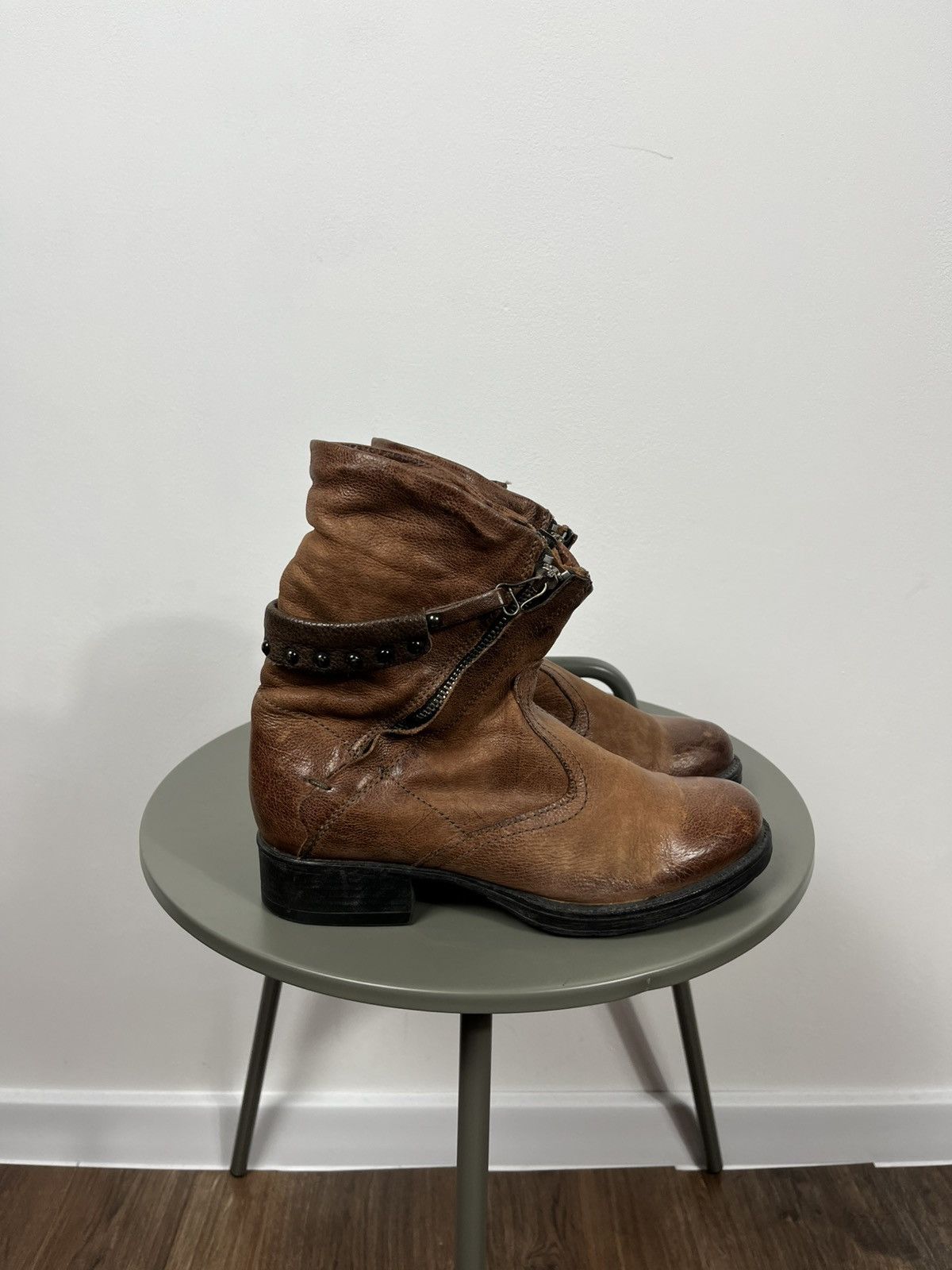 Other Avant-Garde Brown Leather Boots With Double Zip And Straps Size US 6 / IT 36 - 3 Thumbnail