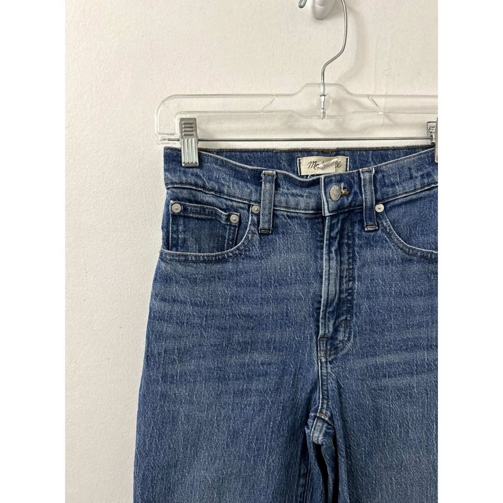 Madewell Madewell Jeans Womens 24x28 Medium Wash Wide-Leg High Rise 5-Pocket Denim Stretch Logo Button Zip Size 42" / US 20 - 4 Thumbnail