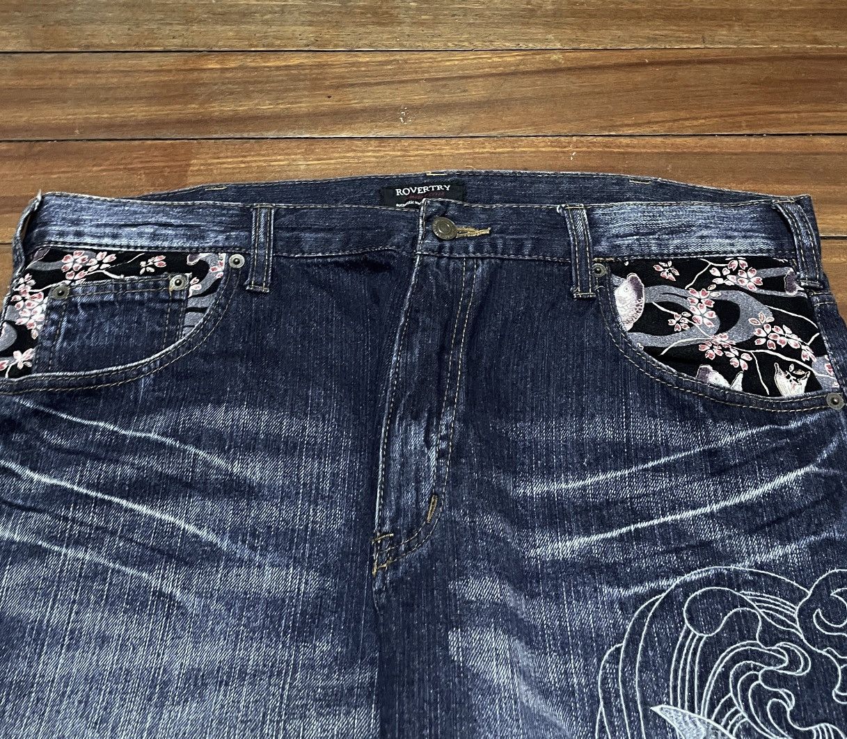 Japanese Brand × Vintage Rare Vintage Japanese Brand Rovertry Sukajan Jeans 1990s Size US 37 - 3 Thumbnail