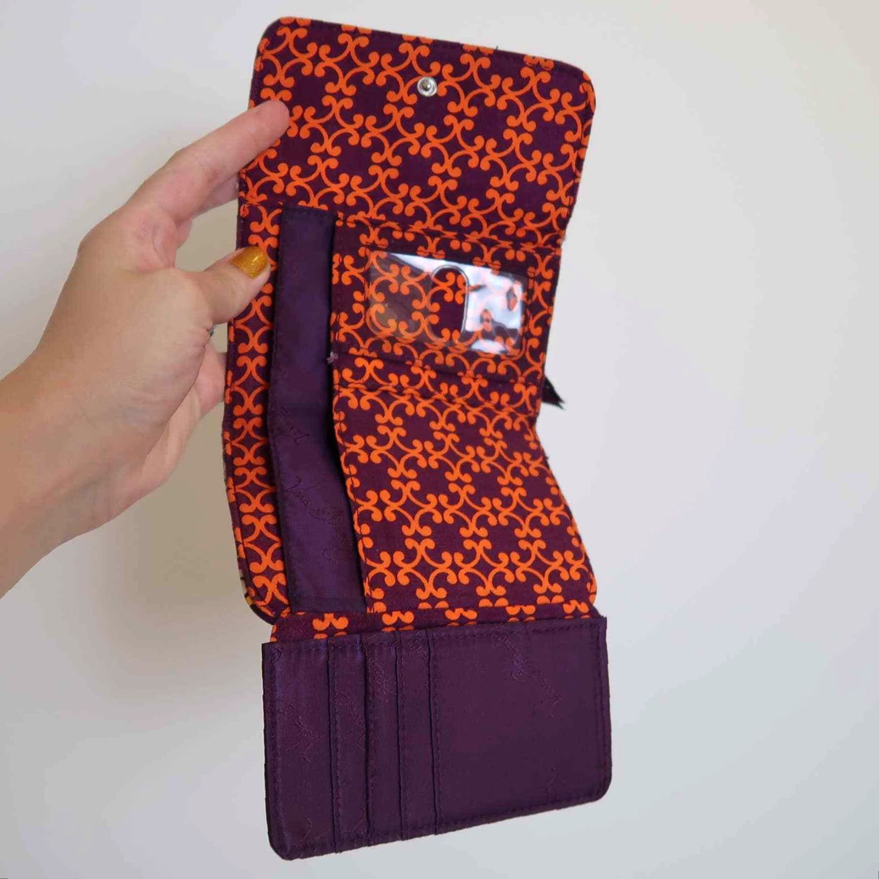 Vera Bradley Vera Bradley Wallet Purple Orange Floral Printed Flap Front Snap Card Holders Small 5.5 x 4 Women Purple Orange Floral Printed Fabric Wallet Size ONE SIZE - 5 Thumbnail
