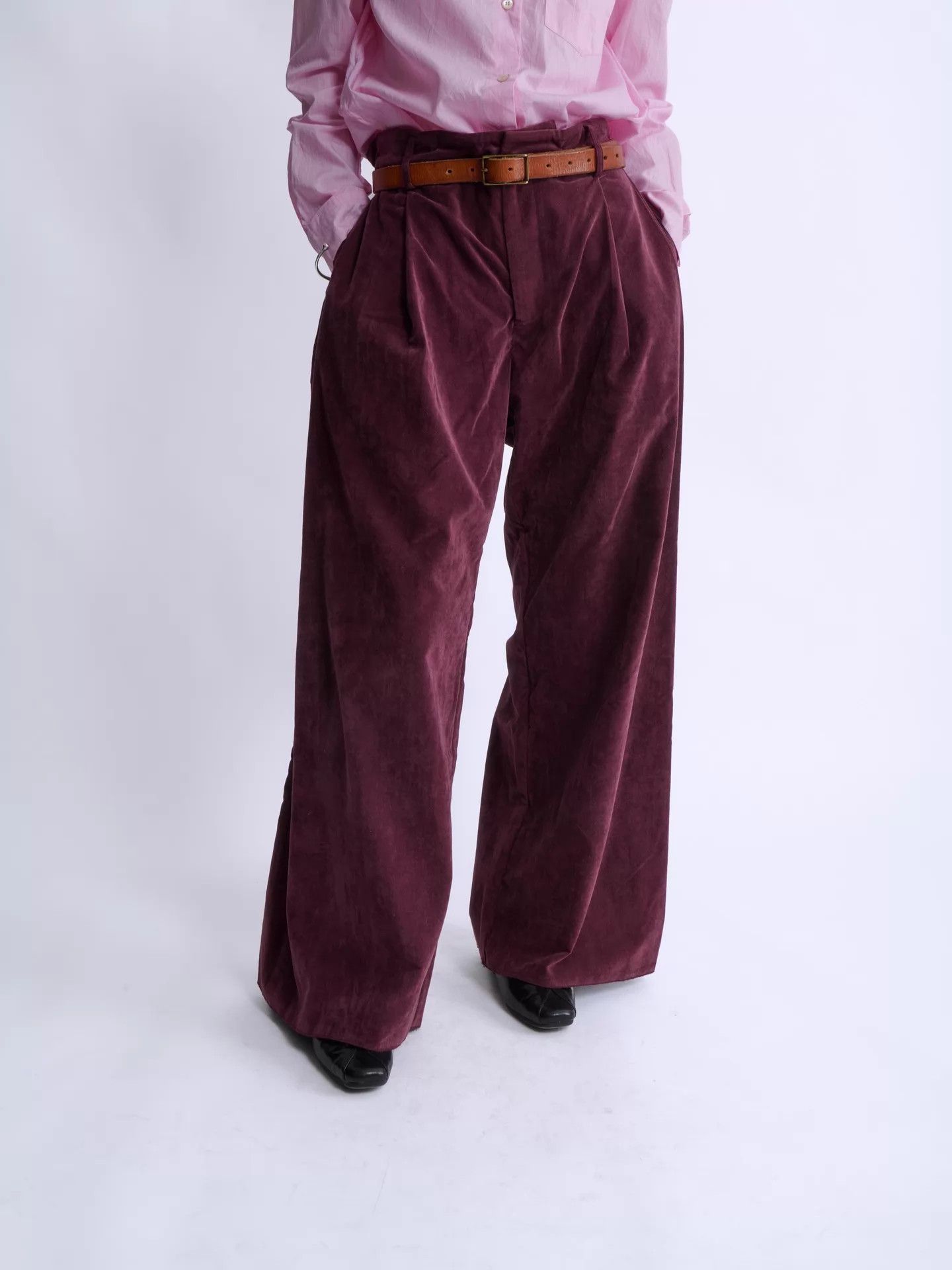 Doublet DOUBLURE Burgundy Velvet Wide Leg Pants Size L Size 28" / US 6 / IT 42 - 1 Thumbnail