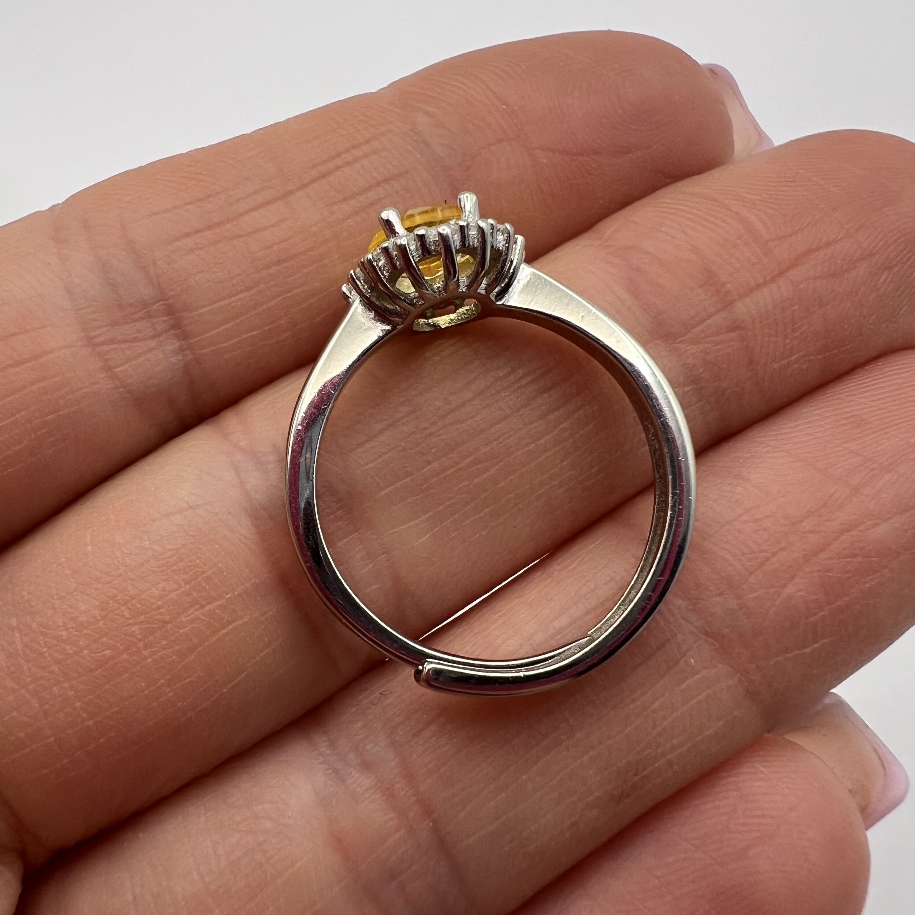 Other 925 Sterling Silver Citrine Ring Yellow Natural Gemstone Size ONE SIZE - 7 Thumbnail