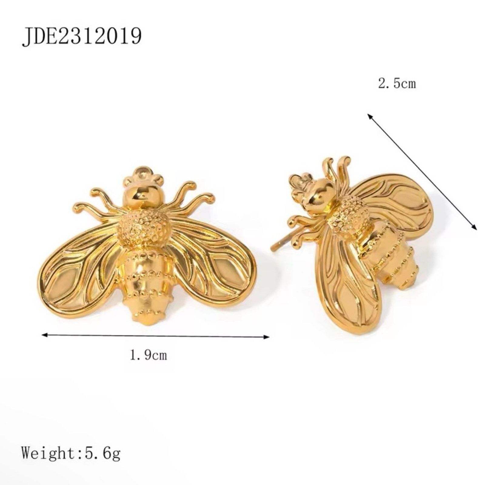Other Gold Bee Designed Shiny Earrings For Women Size ONE SIZE - 6 Thumbnail