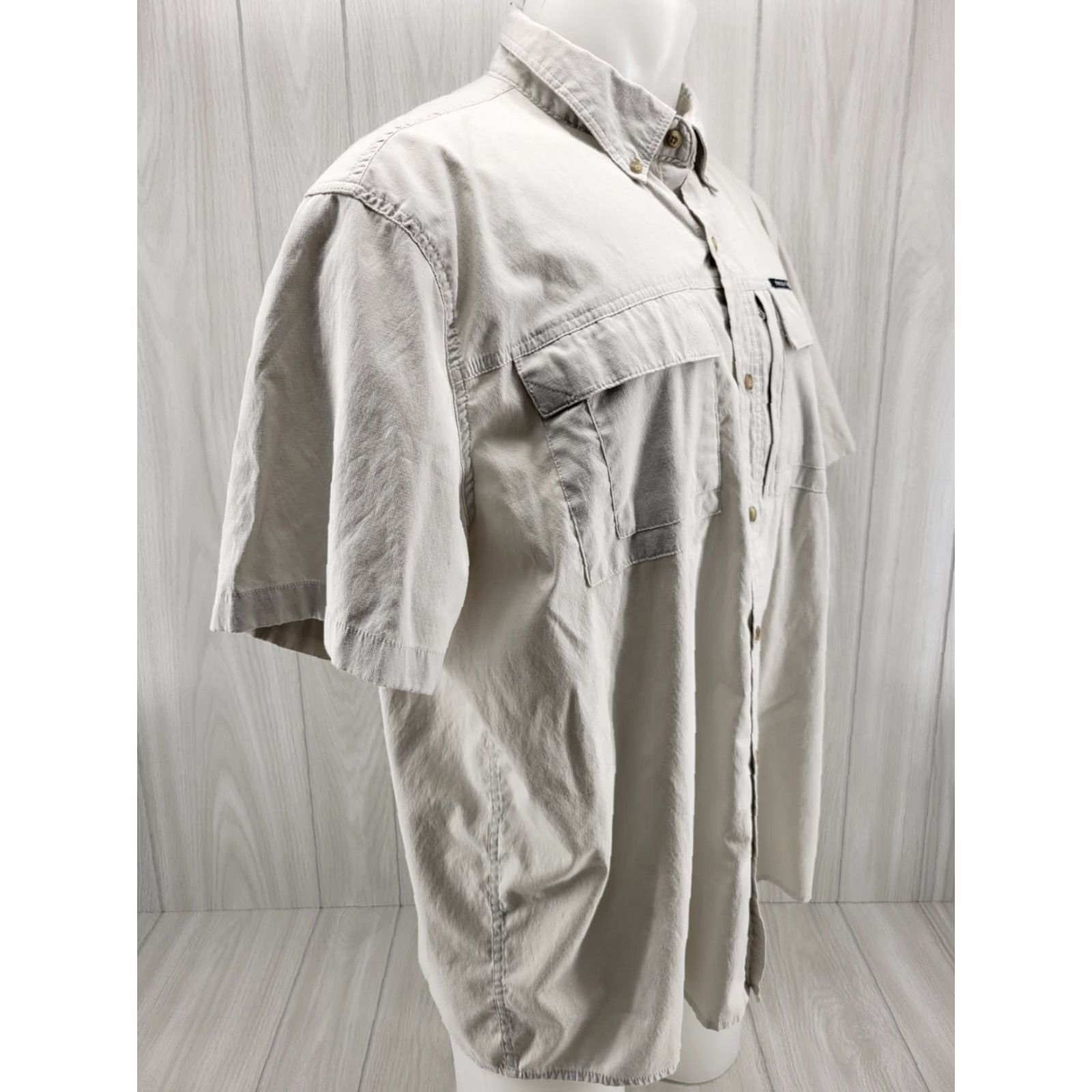 Vintage Field & Stream Fishing Button Down Shirt Light Khaki Men's XXL Size Khaki Button-Up Casual Breathing Short Sleeve 2XL Mens Size US XXL / EU 58 / 5 - 4 Thumbnail