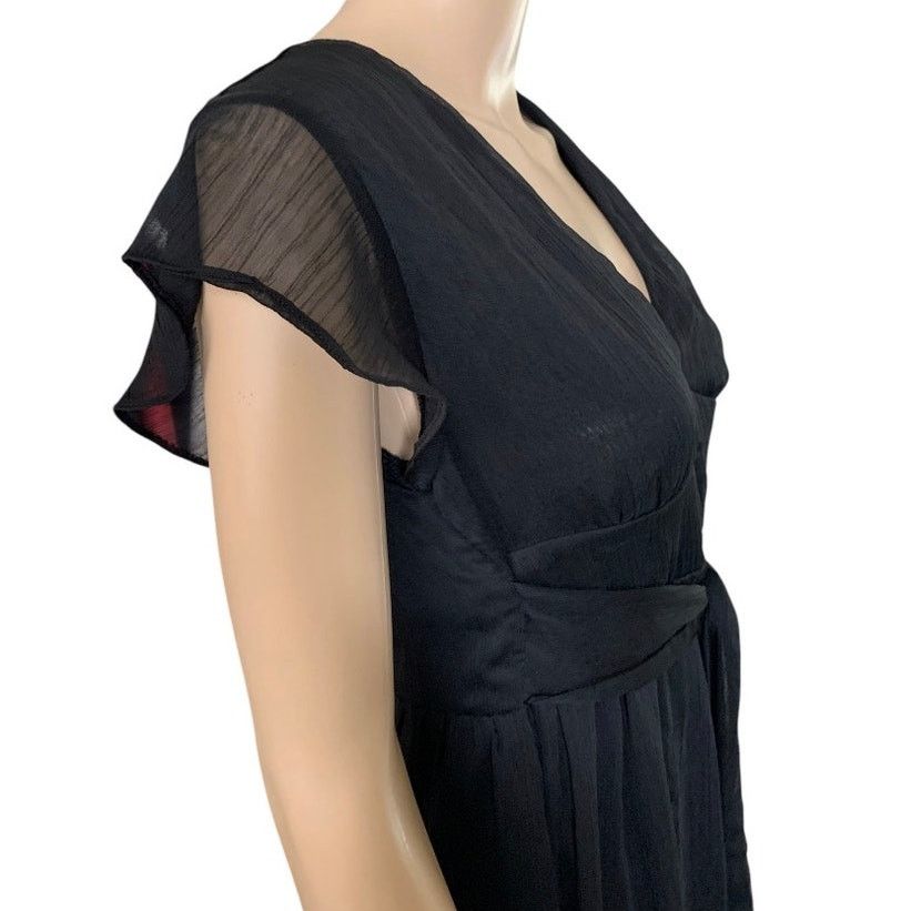 Shein SHEIN Midi Dress Women's Small Black Sheer Lined Deep V-Neck Size S / US 4 / IT 40 - 2 Thumbnail