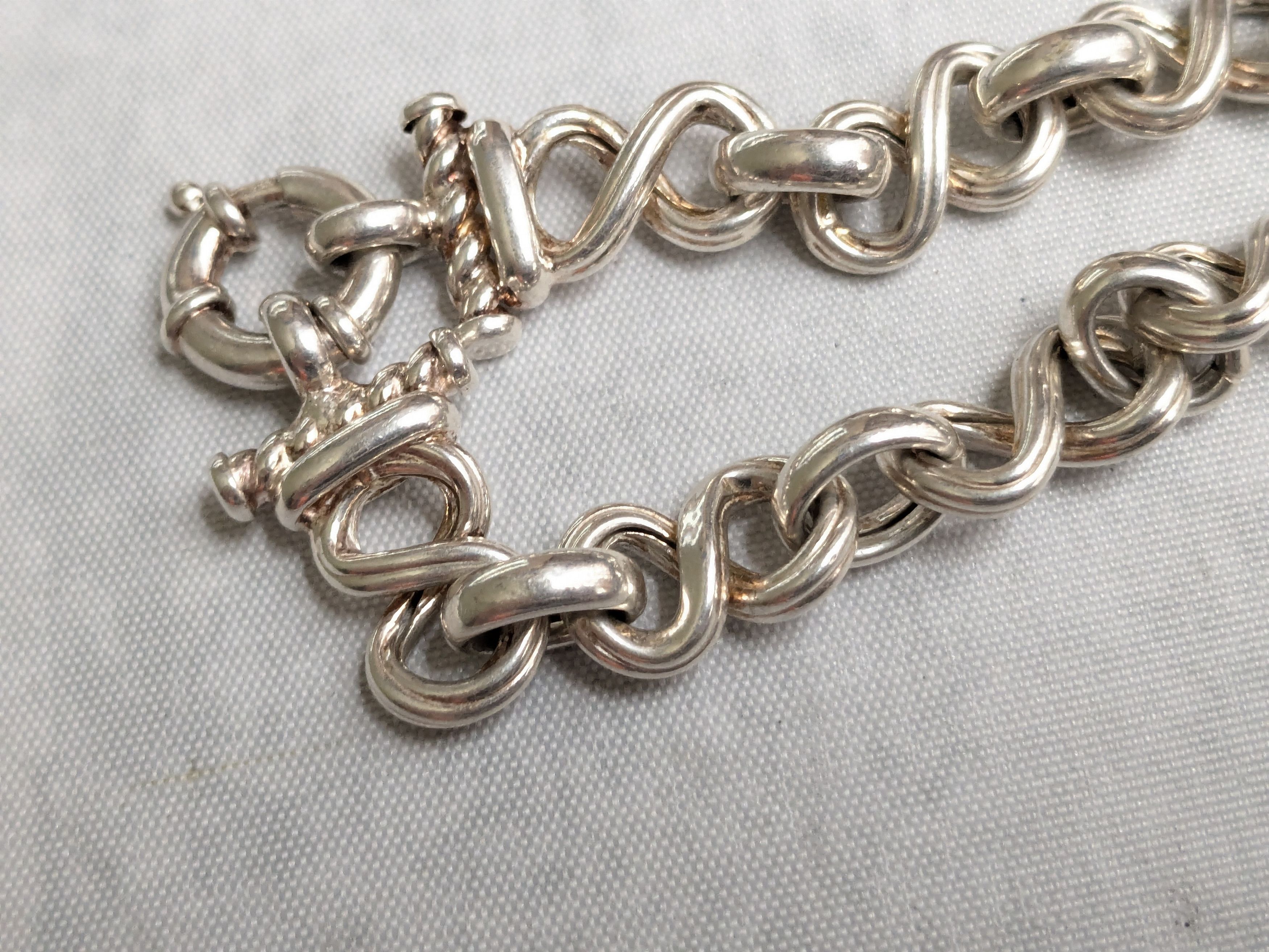Jewelry Sterling Silver Bracelet Bow tie Infinity 7" Italy Size ONE SIZE - 5 Thumbnail