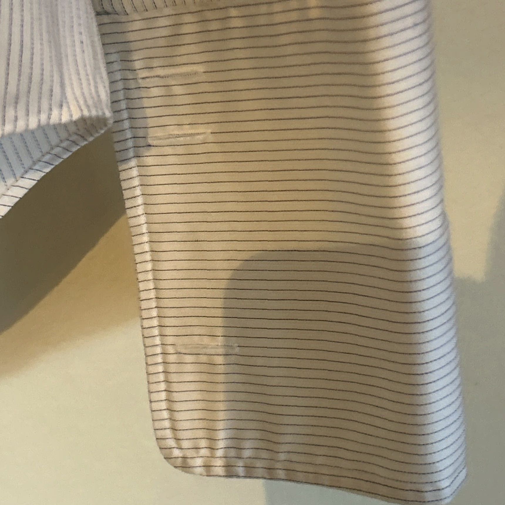 Vintage Haspel Dress Shirt Men 16 Striped Blue Cotton Long Sleeve Point Barrel Cuff 100% Cotton Size 42R - 4 Thumbnail