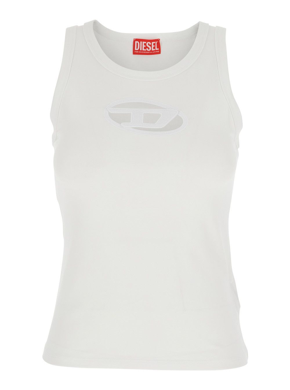 【期間限定】 Top White 'T-Lins' Diesel with in Front the on Logo D Oval トップス