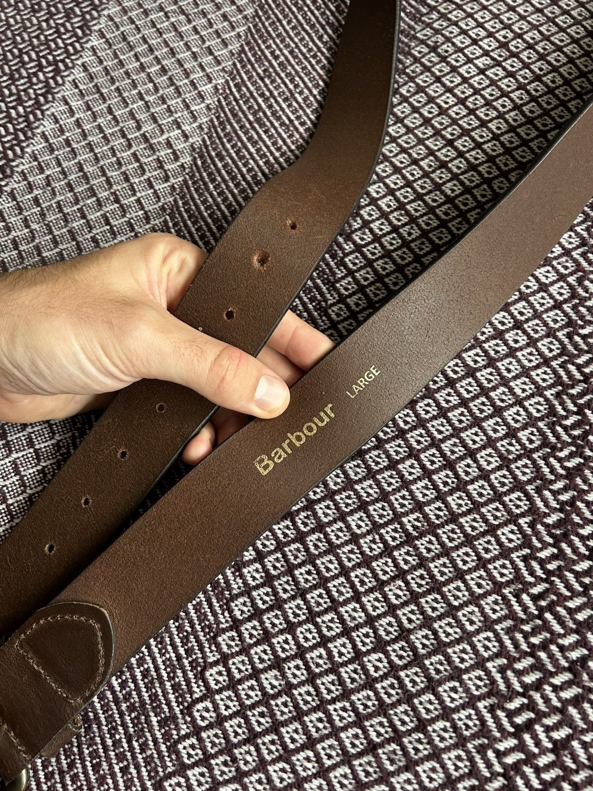 Barbour Vintage Barbour Leather Belt Men Brown Solid Style Size L Size 36 - 7 Thumbnail