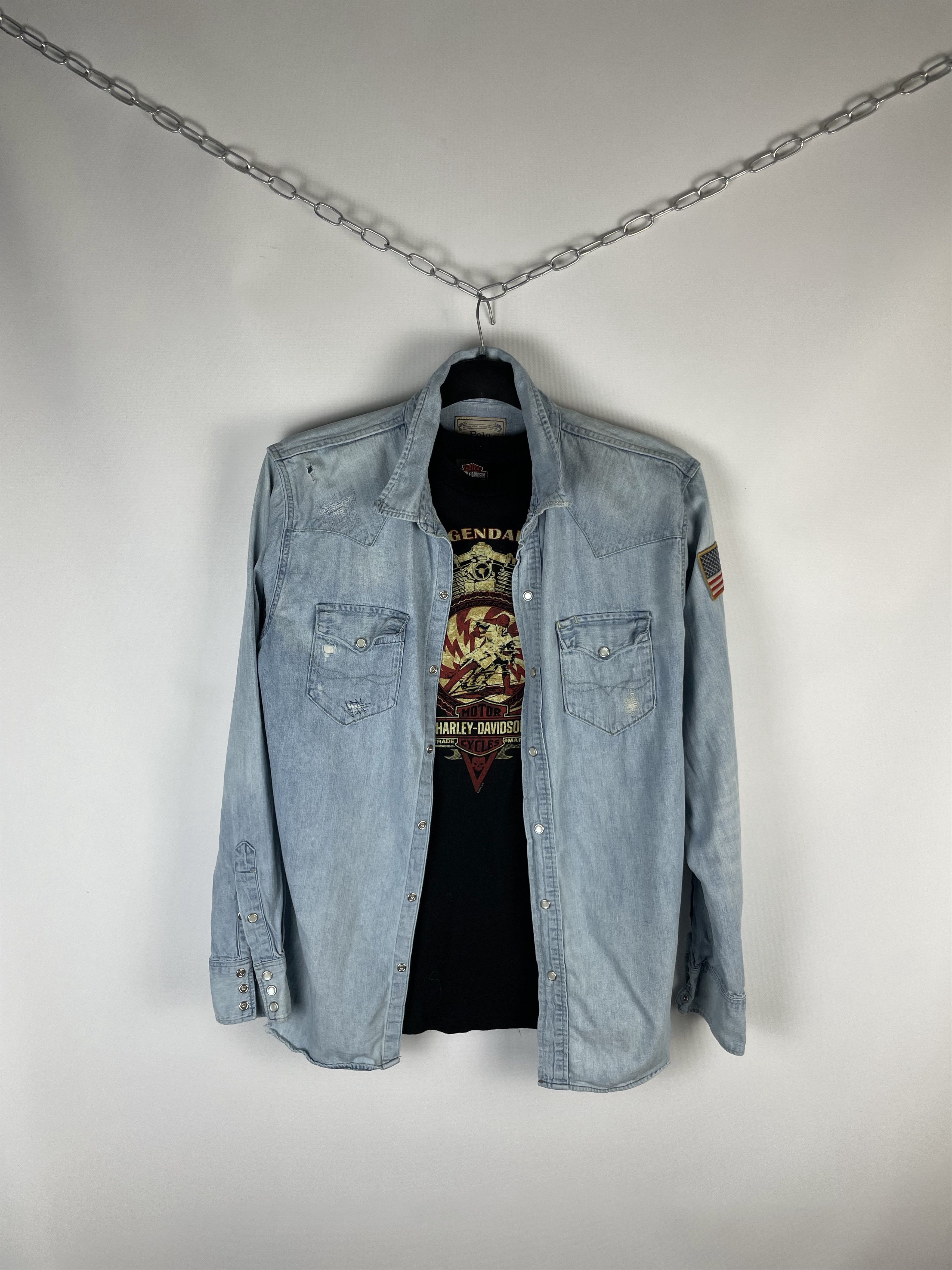 Polo Ralph Lauren Polo Ralph Lauren Vintage Mens Denim Shirt Size US L / EU 52-54 / 3 - 1 Thumbnail