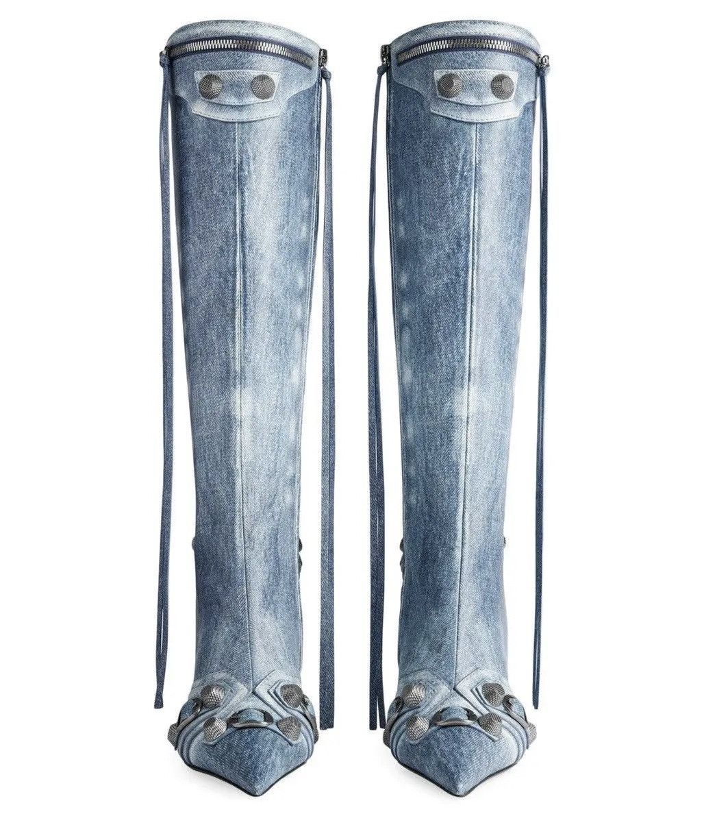 Balenciaga Balenciaga Cagole 90mm boots in denim-print leather Size US 8 / IT 38 - 4 Thumbnail