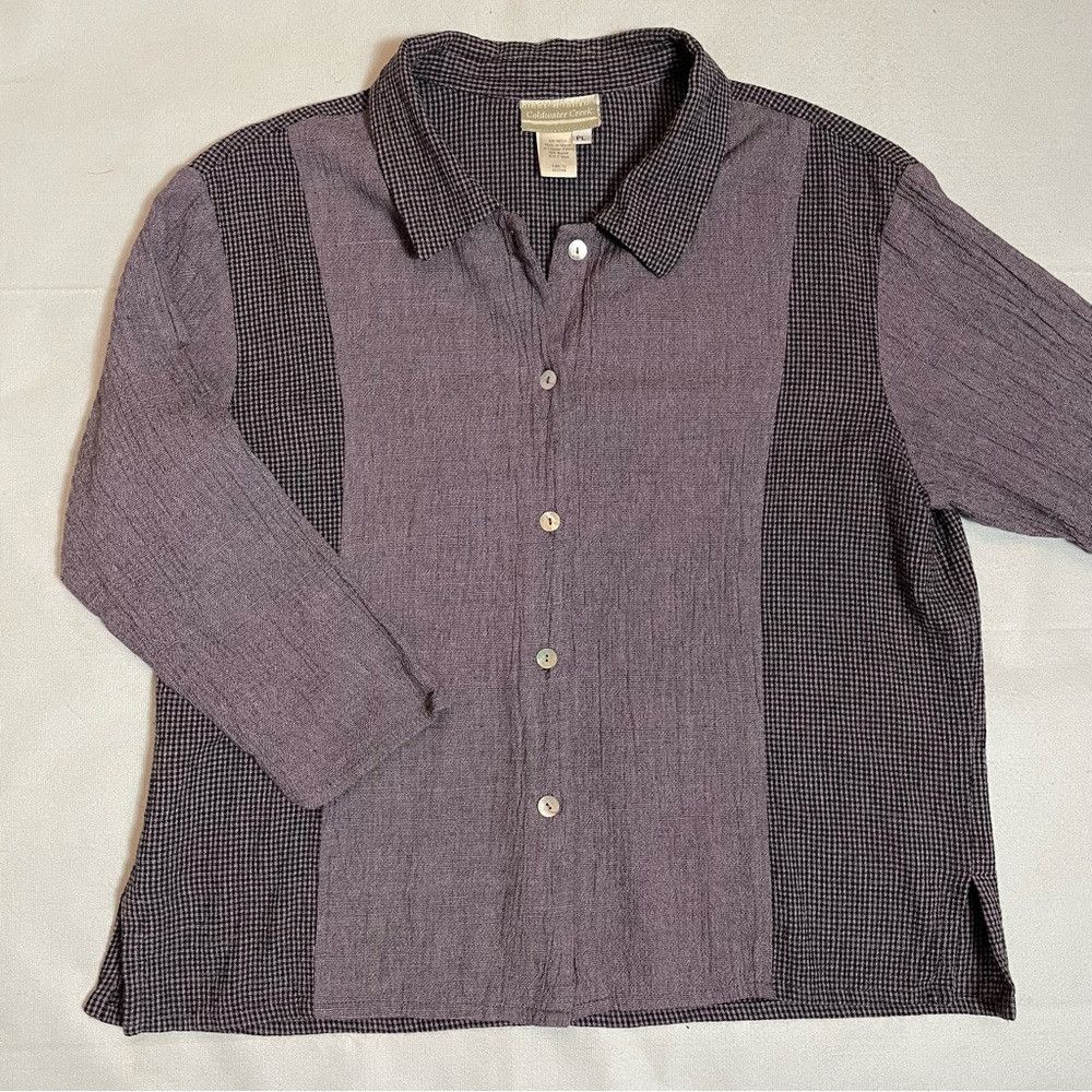 Coldwater Creek Coldwater Creek Rayon Cotton Crinkle Button Down 3/4 Sleeve Size L / US 10 / IT 46 - 6 Thumbnail