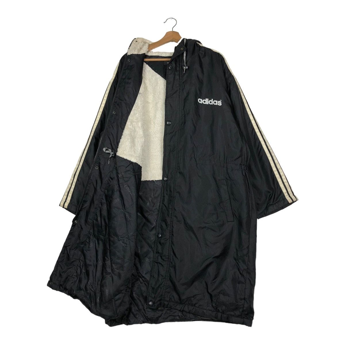Adidas 🔥VINTAGE ADIDAS LONG JACKET BIG LOGO SHEARLING LINING Size US L / EU 52-54 / 3 - 13 Thumbnail