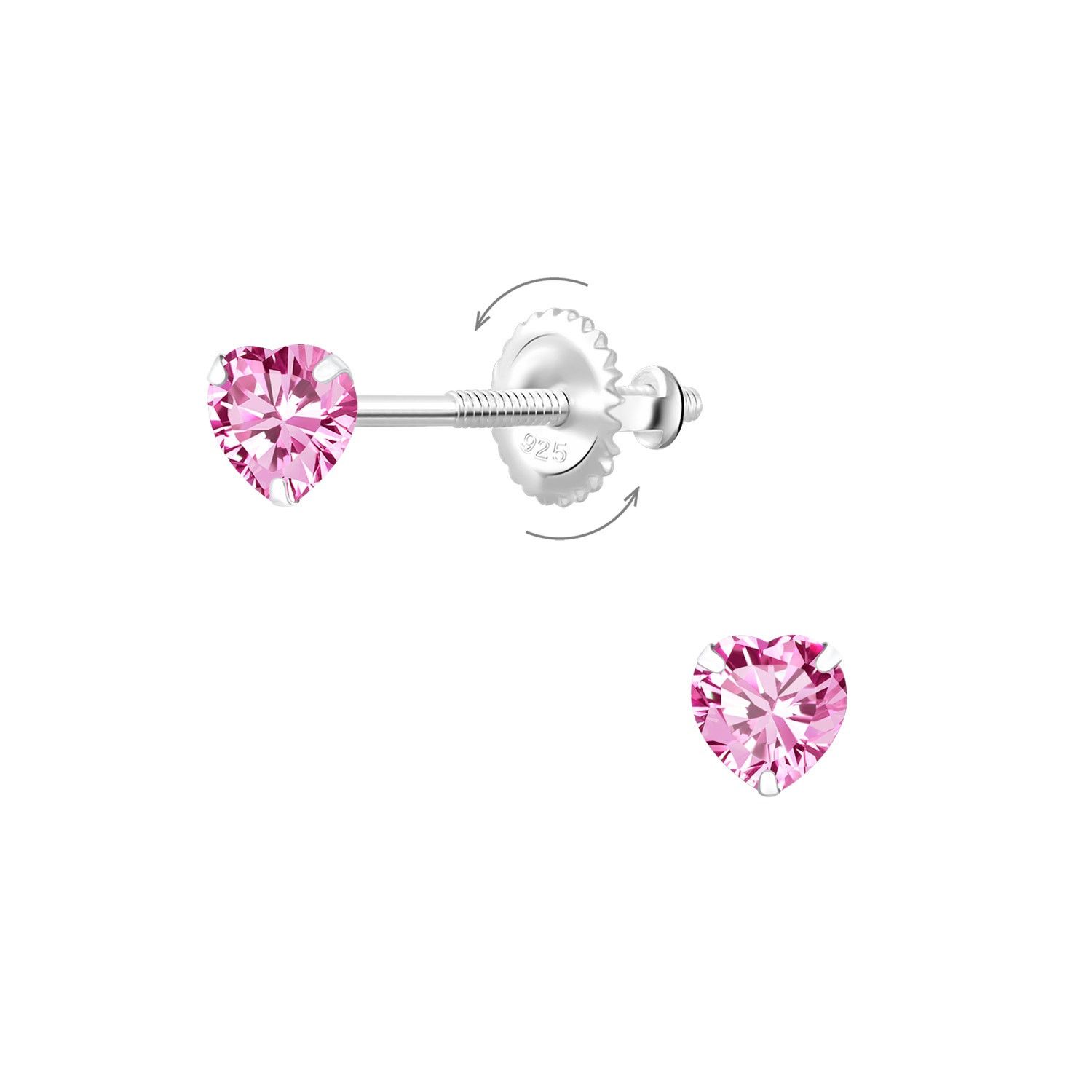& Other Stories Pink Heart CZ Silver Screw Back Earrings Size ONE SIZE - 1 Preview