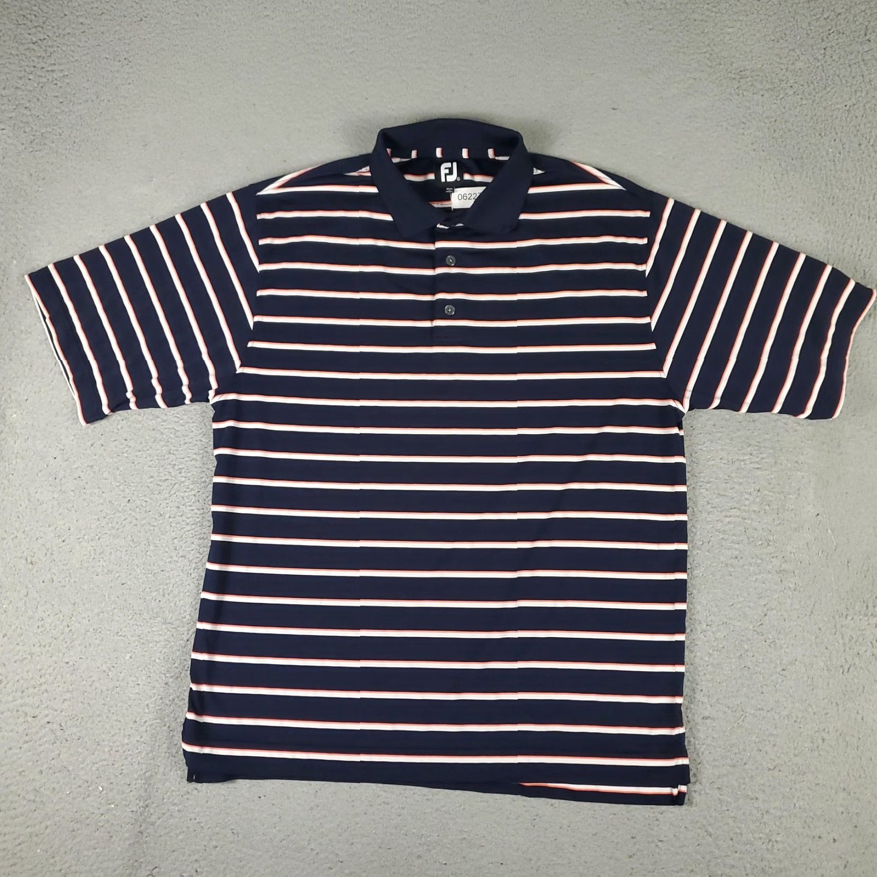 Footjoy FootJoy Polo Shirt Mens Large Navy Blue Orange White Striped Golf Performance Size US L / EU 52-54 / 3 - 2 Thumbnail