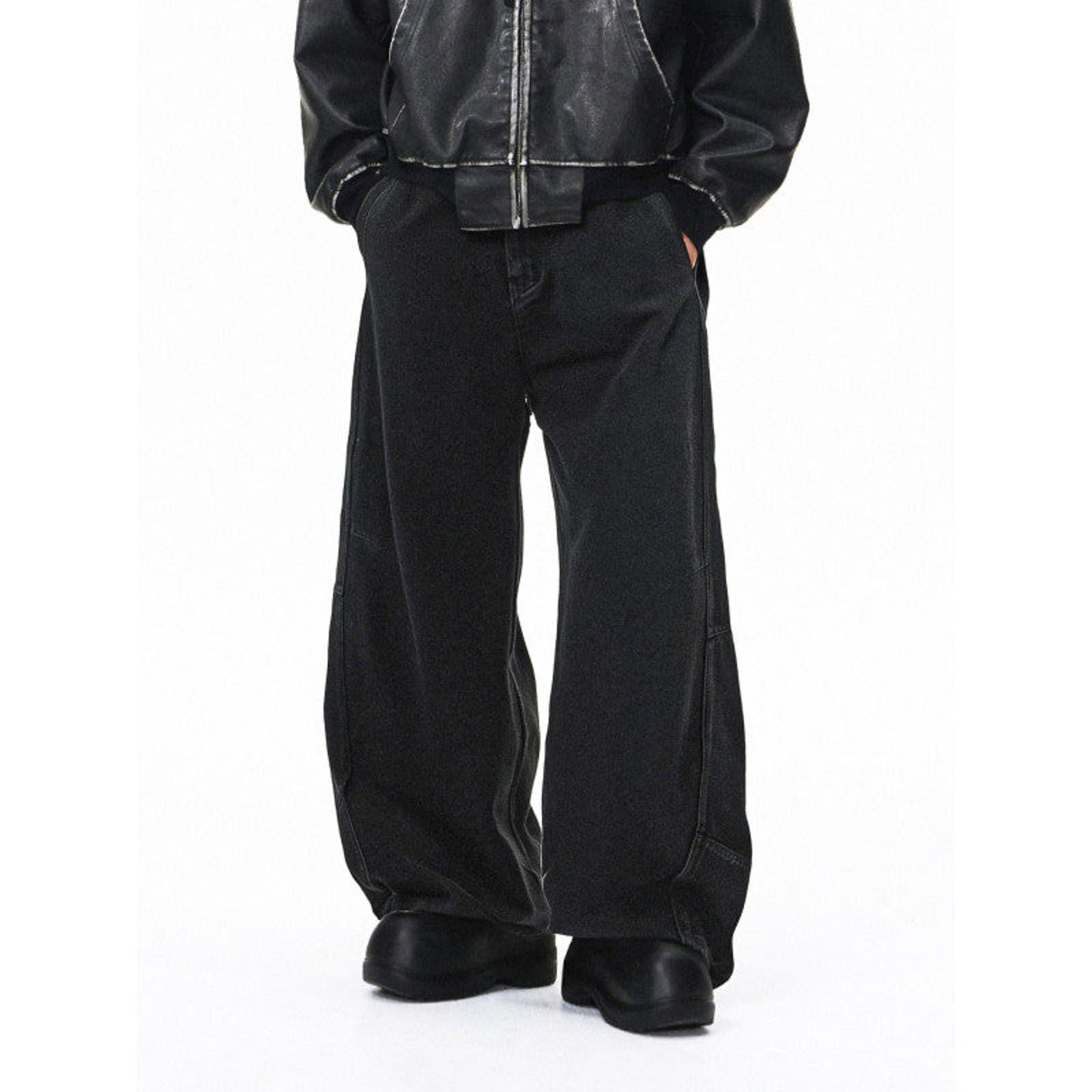 Japanese Brand Black Baggy Wide Leg Jeans, Loose Fit Trousers Size US 32 / EU 48 - 1 Thumbnail