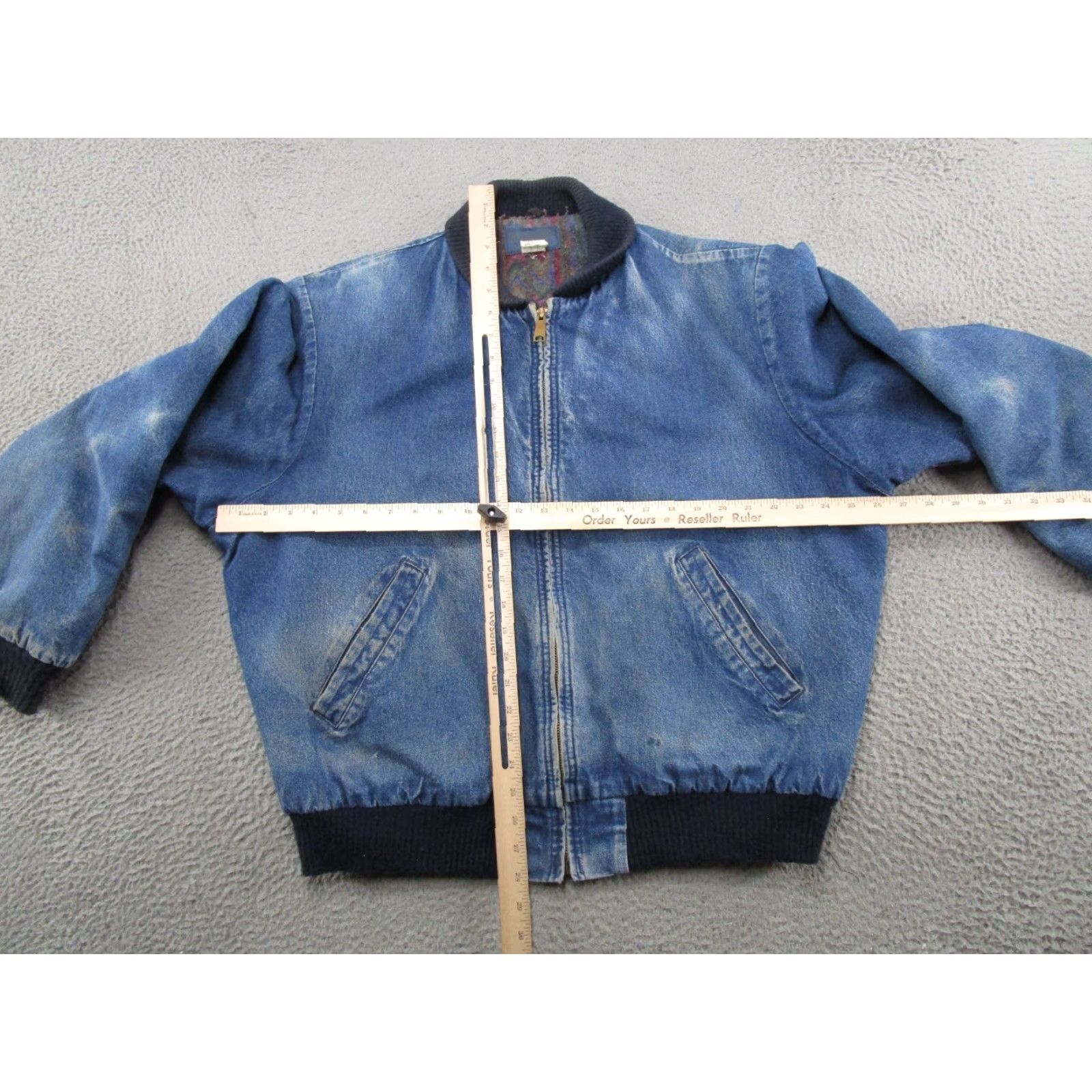 Vintage VINTAGE OshKosh B'gosh Jacket Mens L Denim Blue Blanket Lined 90s Workwear Bomber Jacket Solid Blue Lined Cotton Denim - Mens Regular Size L Jacket Size US L / EU 52-54 / 3 - 5 Thumbnail