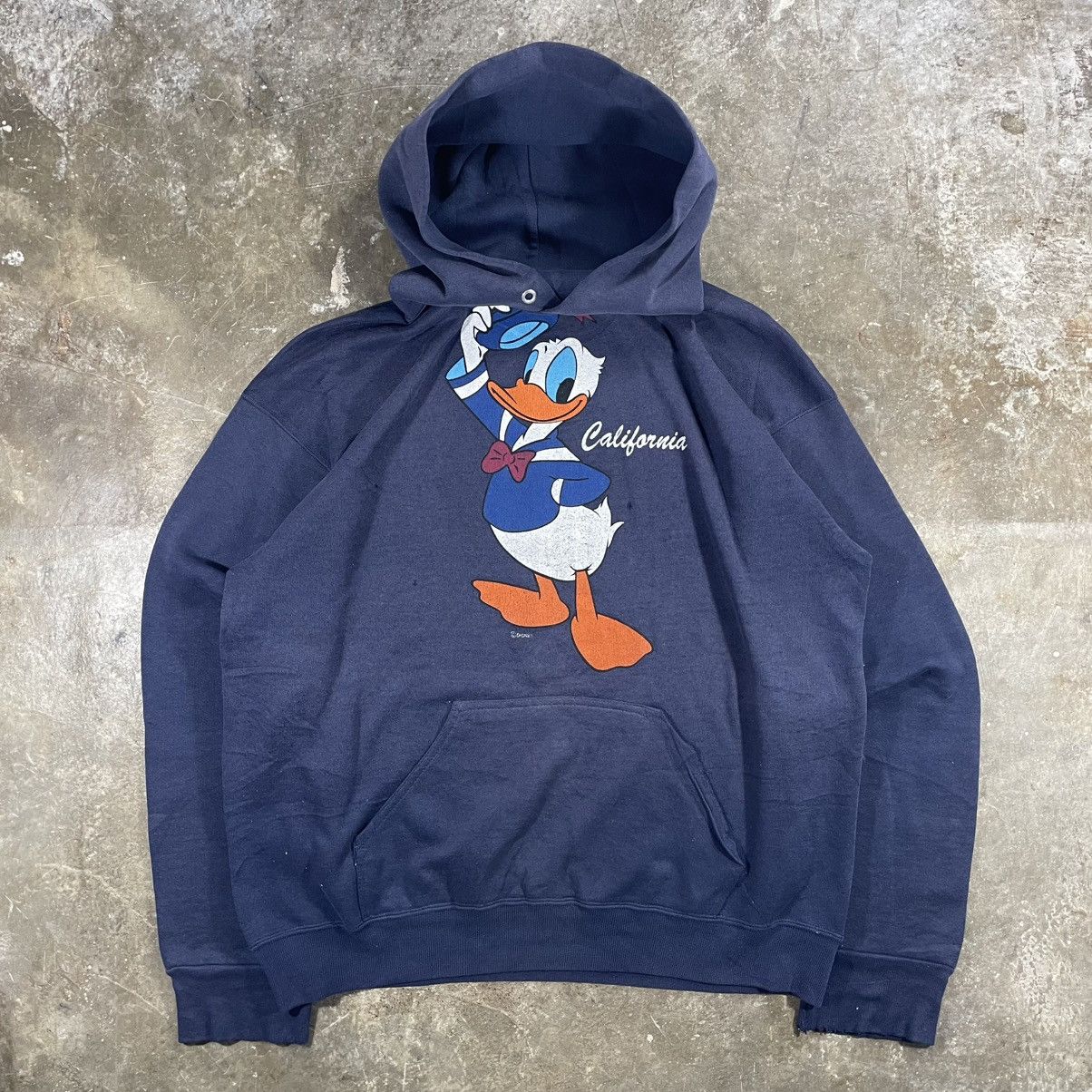 Vintage Vintage Hoodie 90s Tultex Donald Duck “ Distressed “ Size US L / EU 52-54 / 3 - 4 Thumbnail