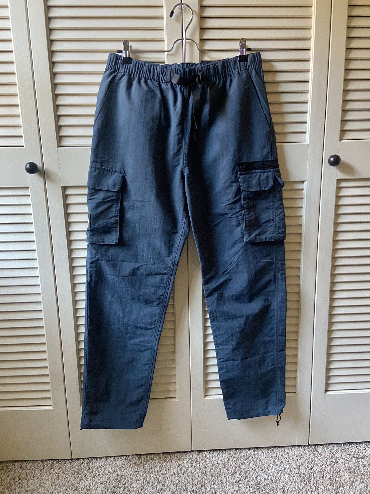 image of Stussy Nylon Cargo Pants Elastic Belted Waistband Blue Grey in Bleu, Men's (Size 30)