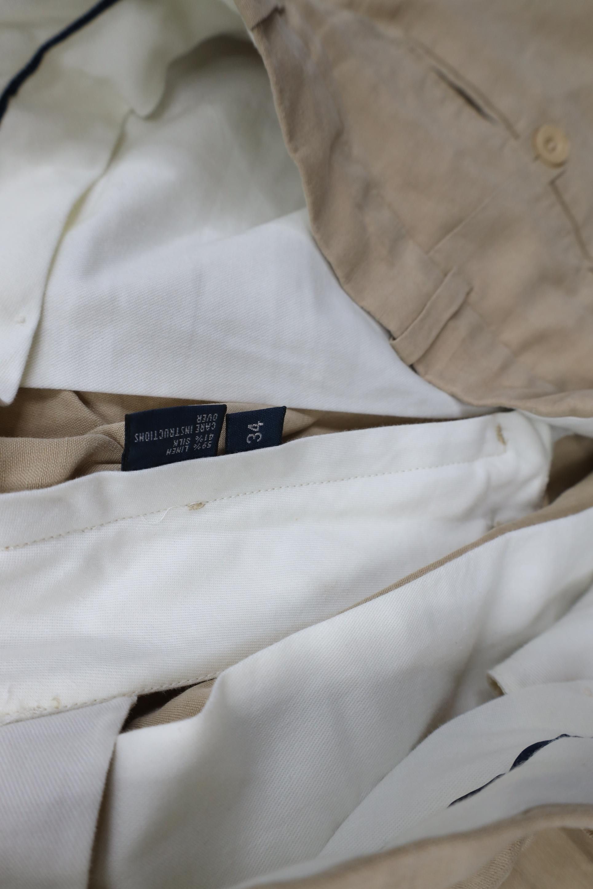 Polo Ralph Lauren Vintage 90s Ralph Lauren Linen Silk Pleated Chino Shorts Size US 34 / EU 50 - 9 Thumbnail