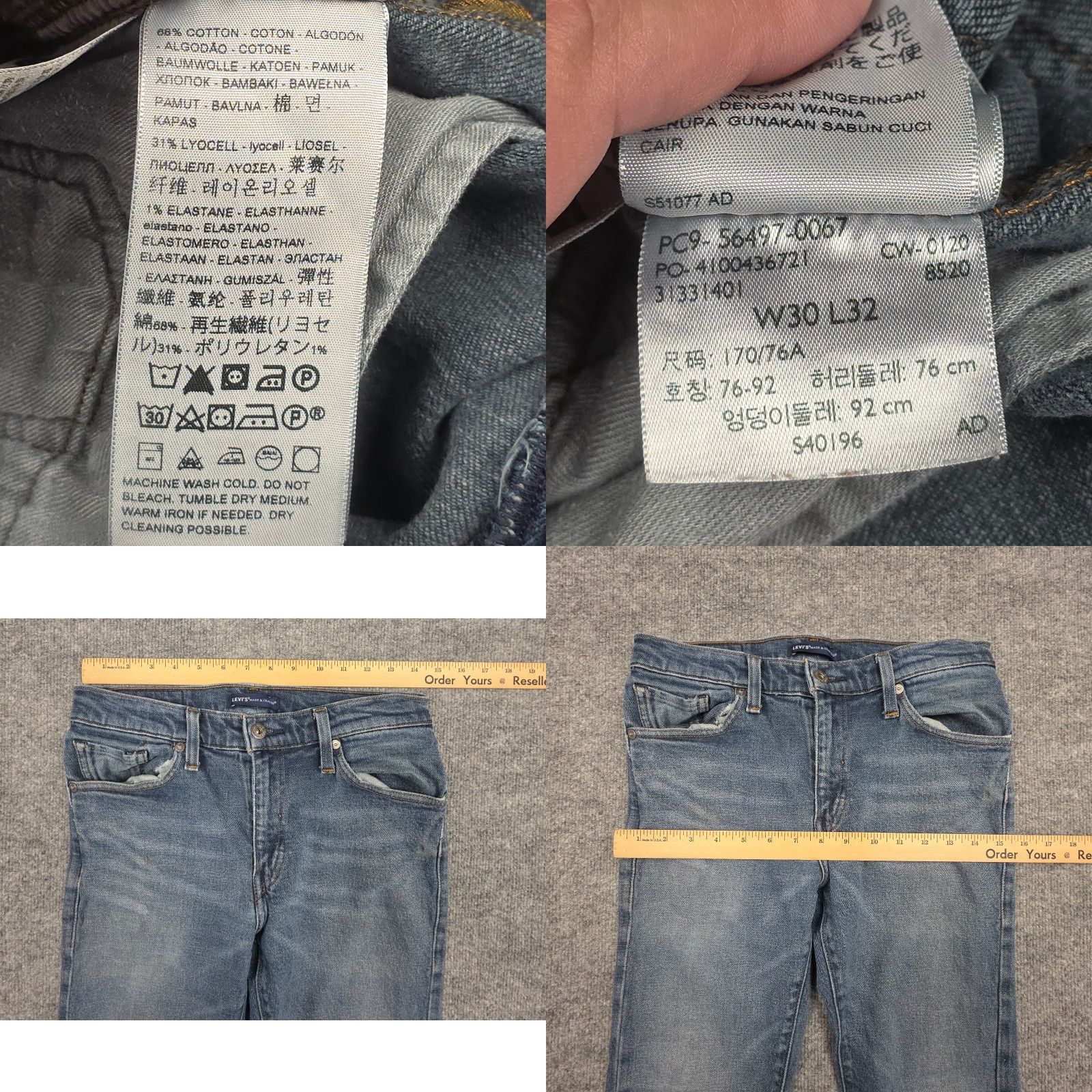 Levi's VINTAGE Levi's 511 Jeans Mens 28x29 Slim Tapered Blue Made & Crafted Denim Cotton Blend Pockets Stretch Slim fit Mens Jeans 90s style Size US 28 / EU 44 - 9 Thumbnail