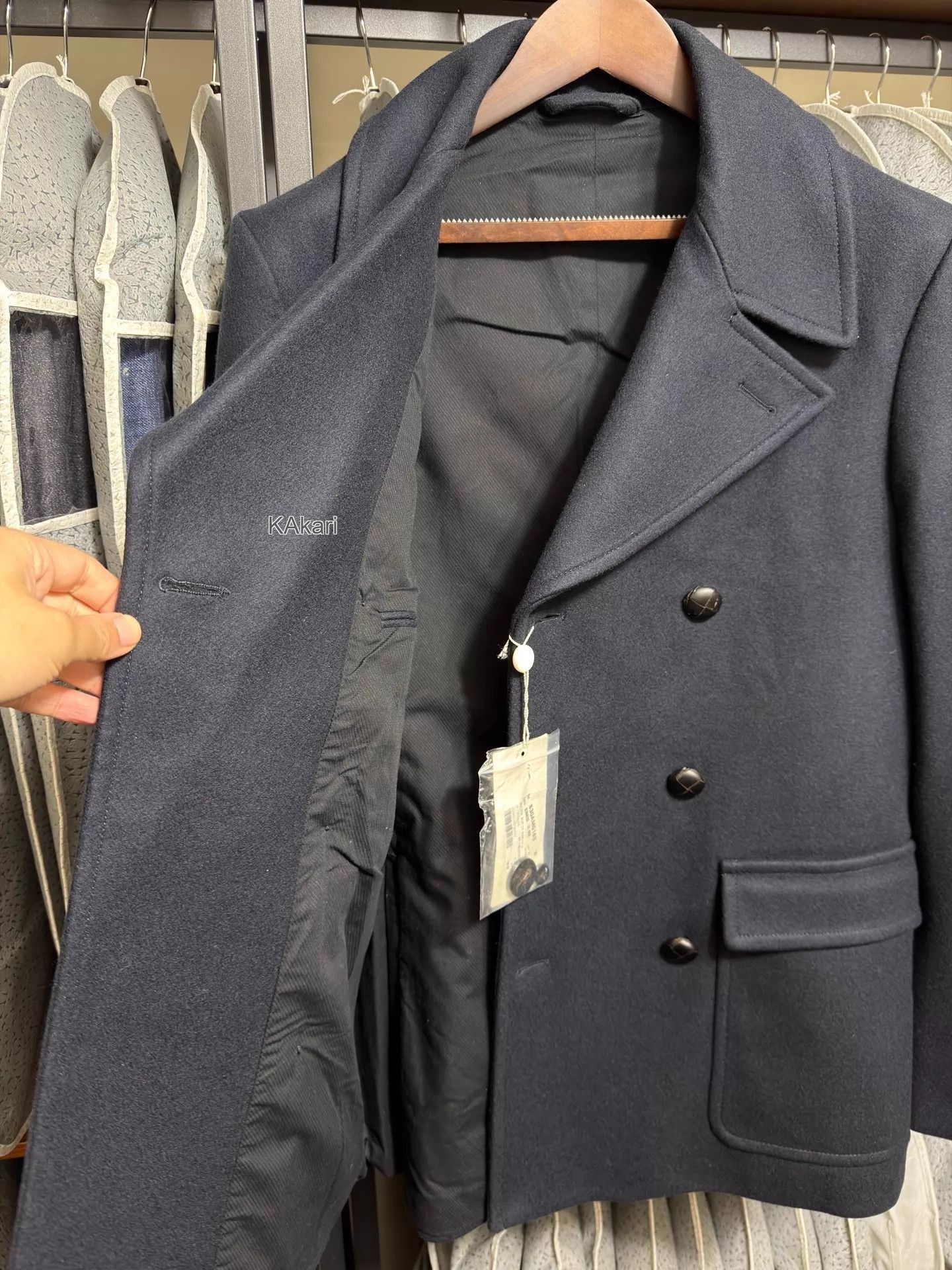 Maison Margiela Blue Double-Breasted Heavy Coat Size M Size US XXS / EU 40 - 6 Thumbnail