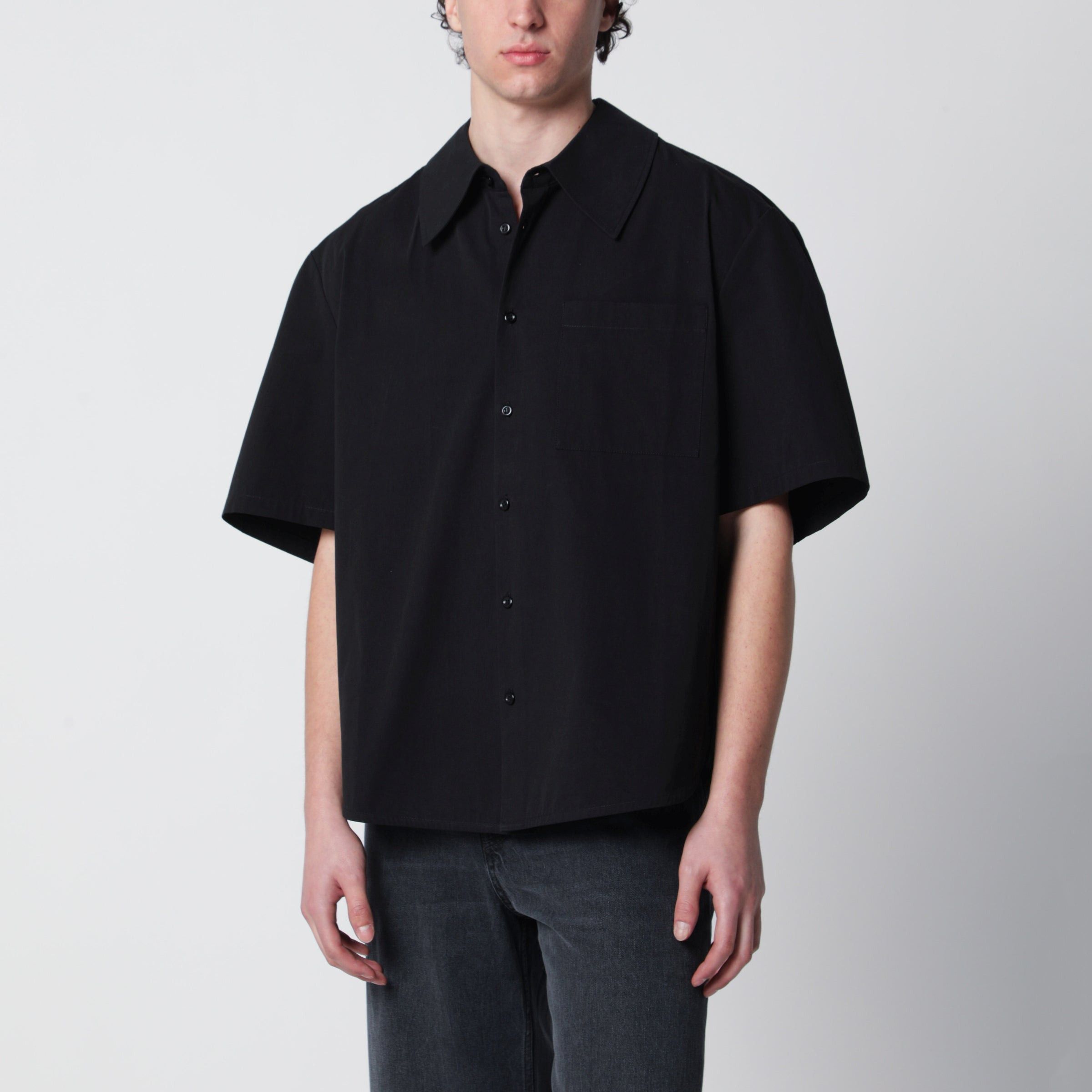 Sefr Sefr Waylon Black Cotton Poplin Shirt Size US S / EU 44-46 / 1 - 1 Thumbnail