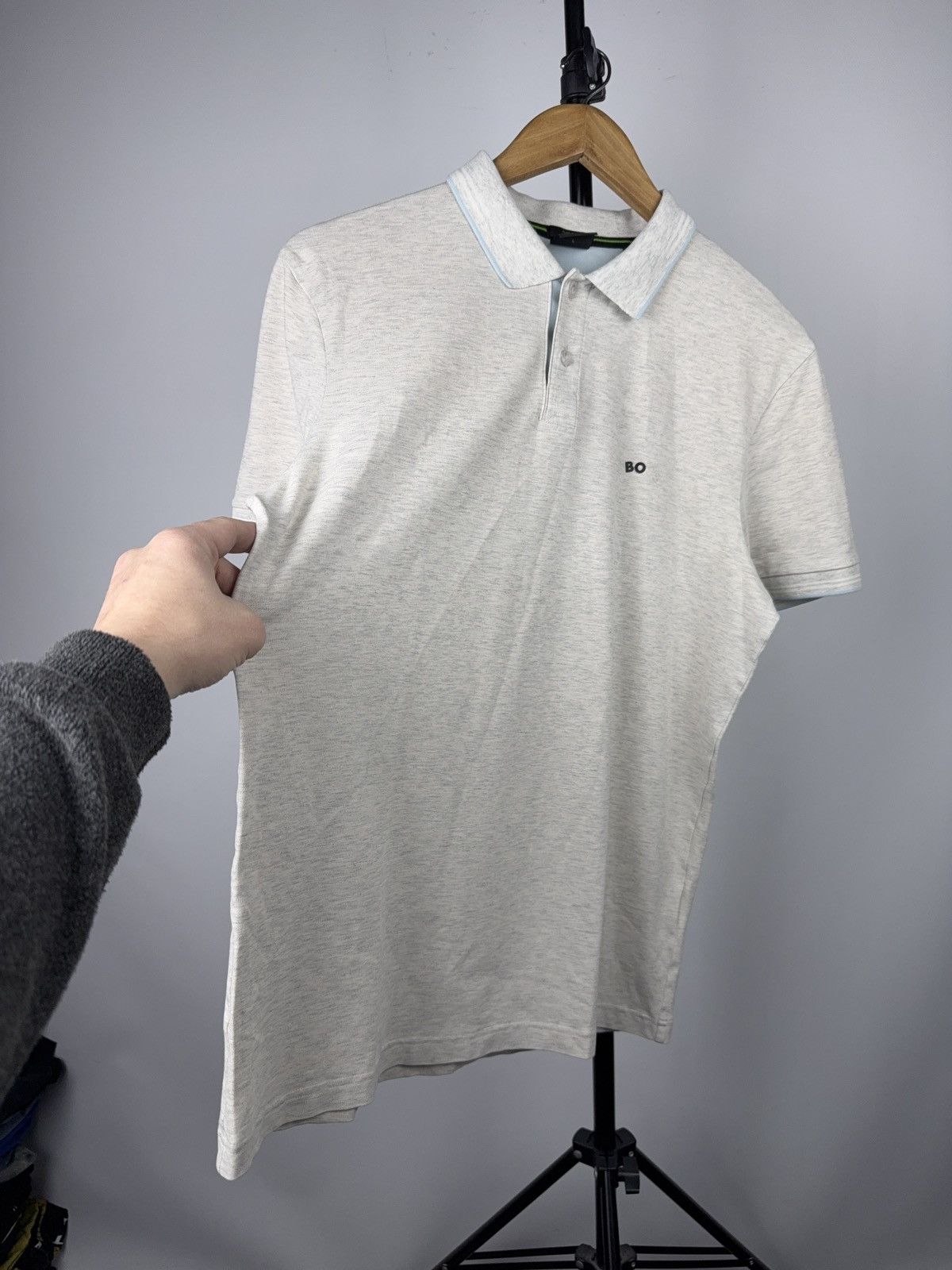 Hugo Boss Hugo Boss BO/SS Logo Slim Fit Stretch Polo Shirt Light Grey Size US L / EU 52-54 / 3 - 2 Thumbnail