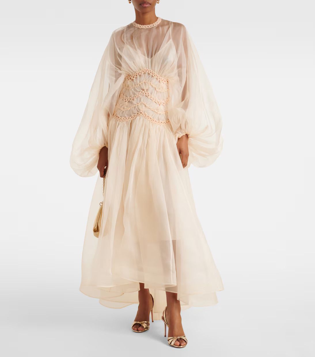 Zimmermann oc11z0226 Illuminate Macrame Gown In Cream Size XS / US 0-2 / IT 36-38 - 2 Thumbnail