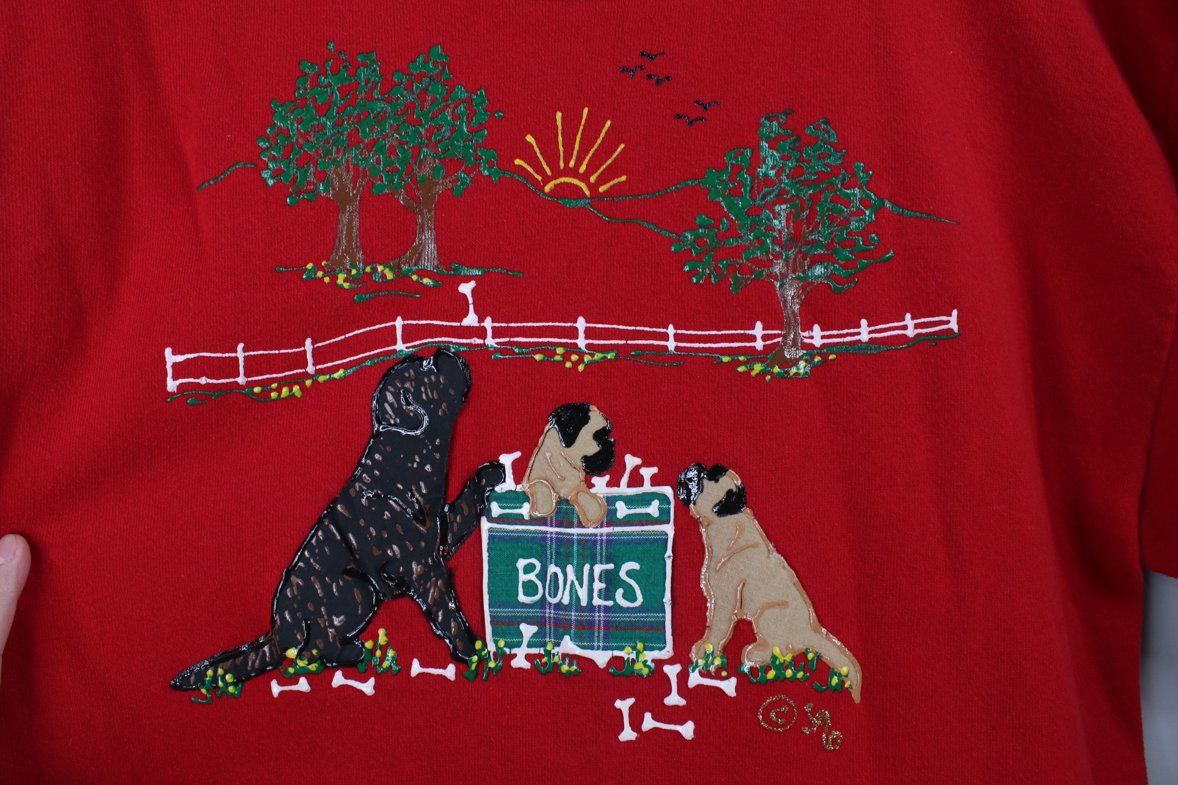 Vintage Vintage 90s Streetwear Farmhouse Puppy Sweatshirt Red USA Size L / US 10 / IT 46 - 4 Thumbnail
